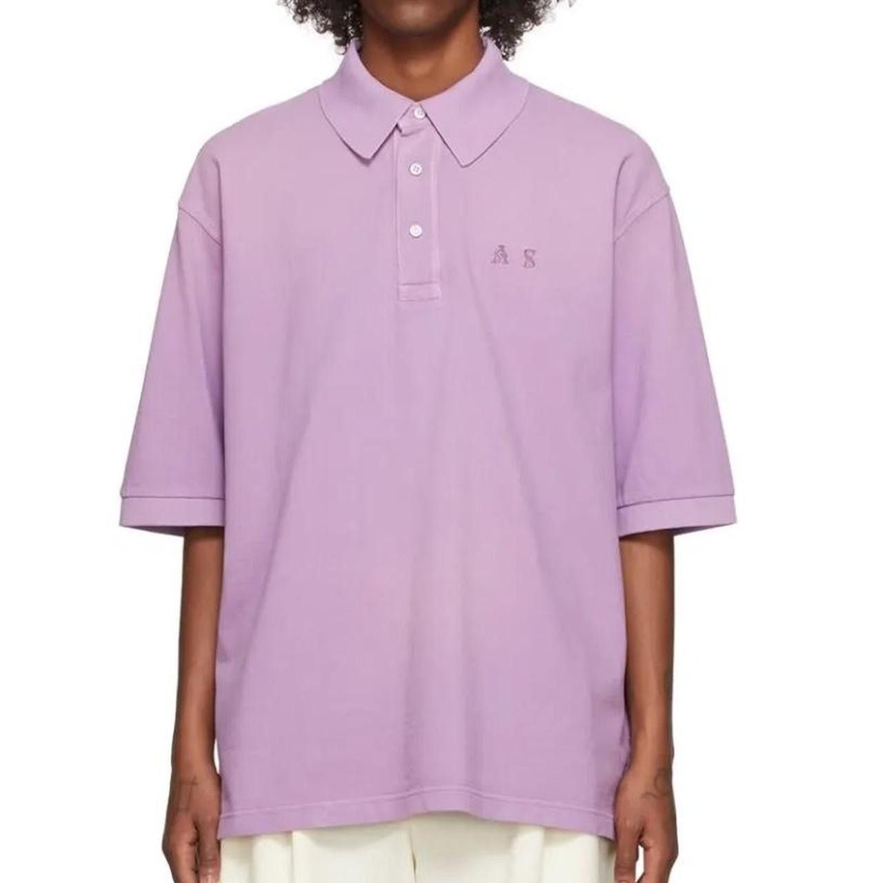 Acne Studios $300 - Cotton Polo Shirt - Washed Lilac Size US S / EU 44-46 / 1 - 1 Thumbnail