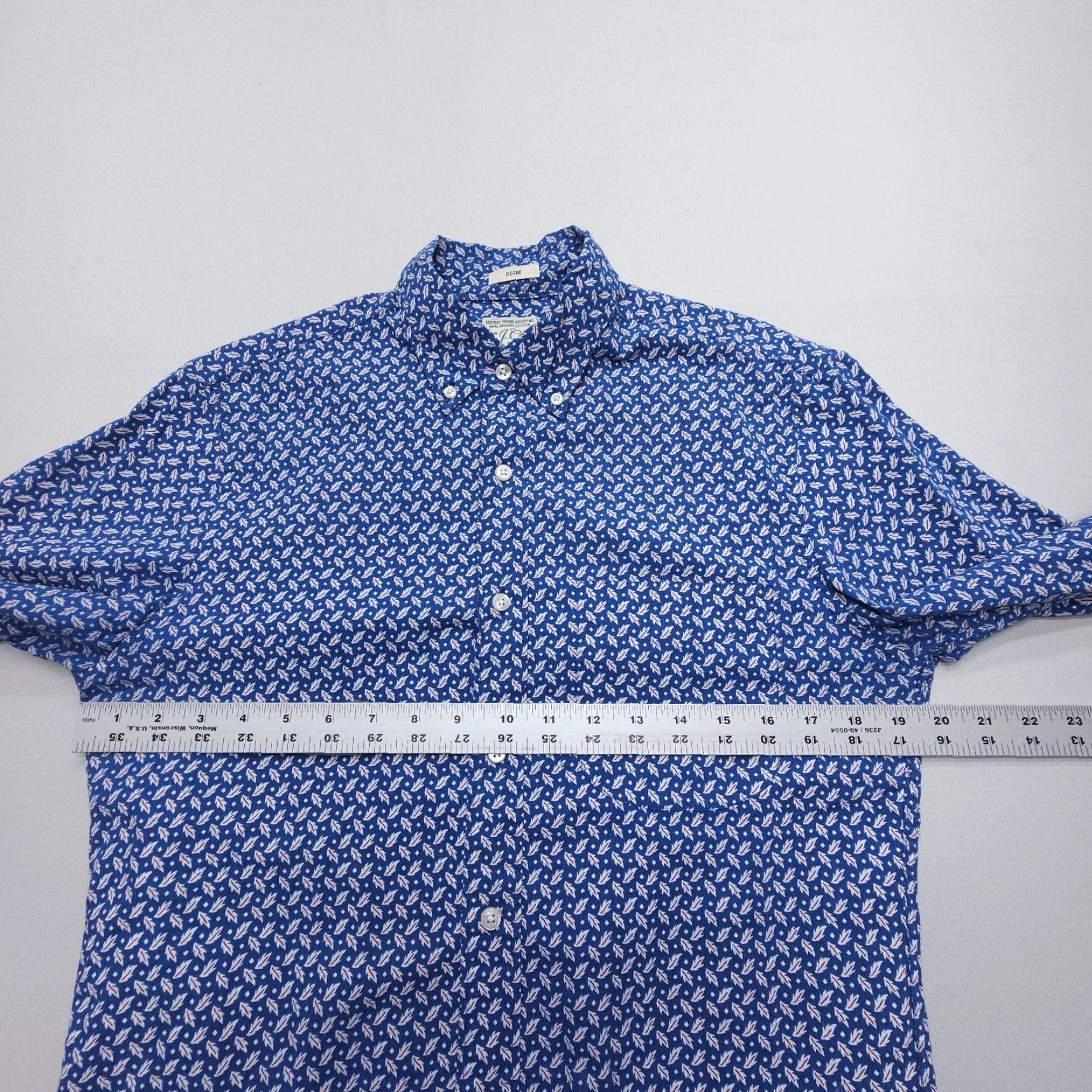 J.Crew J.CREW Slim Fit Long Sleeve Button Down Shirt Mens Small Blue Geometric Print Organic Cotton Size US S / EU 44-46 / 1 - 7 Thumbnail
