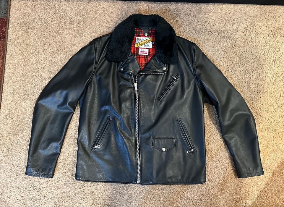 Supreme Supreme Schott Leather Jacket Perfecto Black XL | Grailed