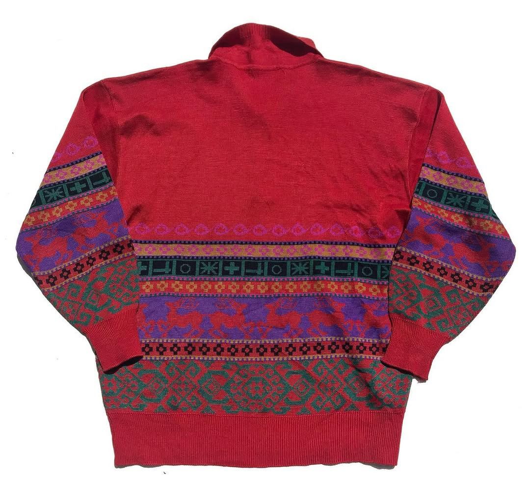 Aran Isles Knitwear × Vintage Vintage Fair Isle Polo Knitwear Jumper Pullover With Collar Size US L / EU 52-54 / 3 - 3 Thumbnail