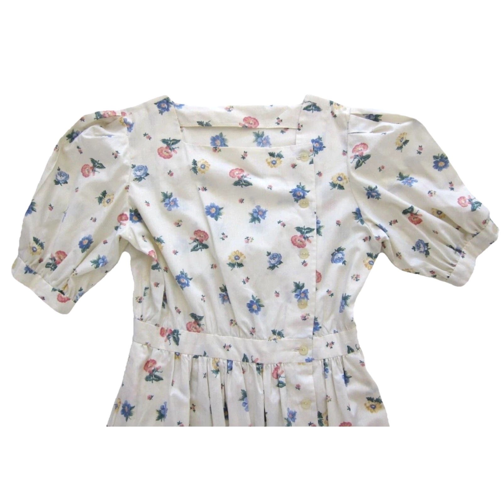 Pinko VINTAGE Handmade Cotton Pink Blue Floral Button Down Short Sleeve Dress M Size 32" / US 10 / IT 46 - 3 Thumbnail
