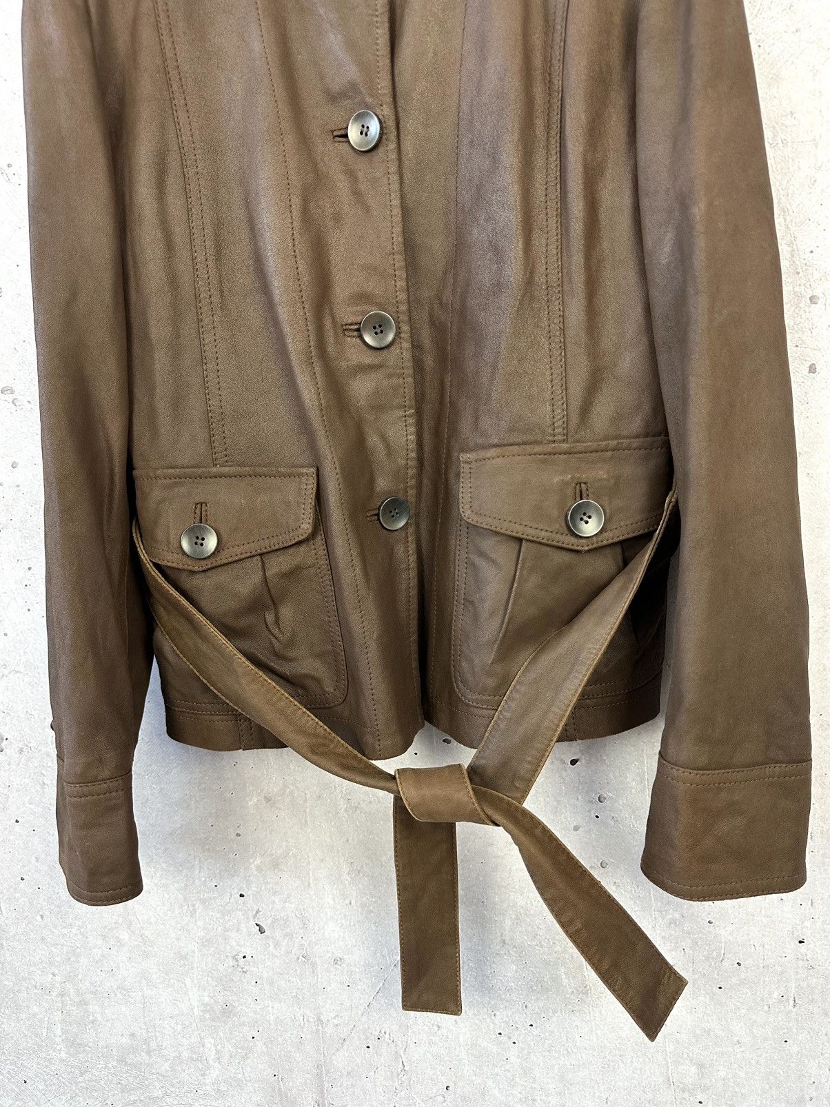 Weekend Max Mara Max Mara Weekend Brown Leather Buttons Jacket With Belt Size M / US 6-8 / IT 42-44 - 5 Thumbnail