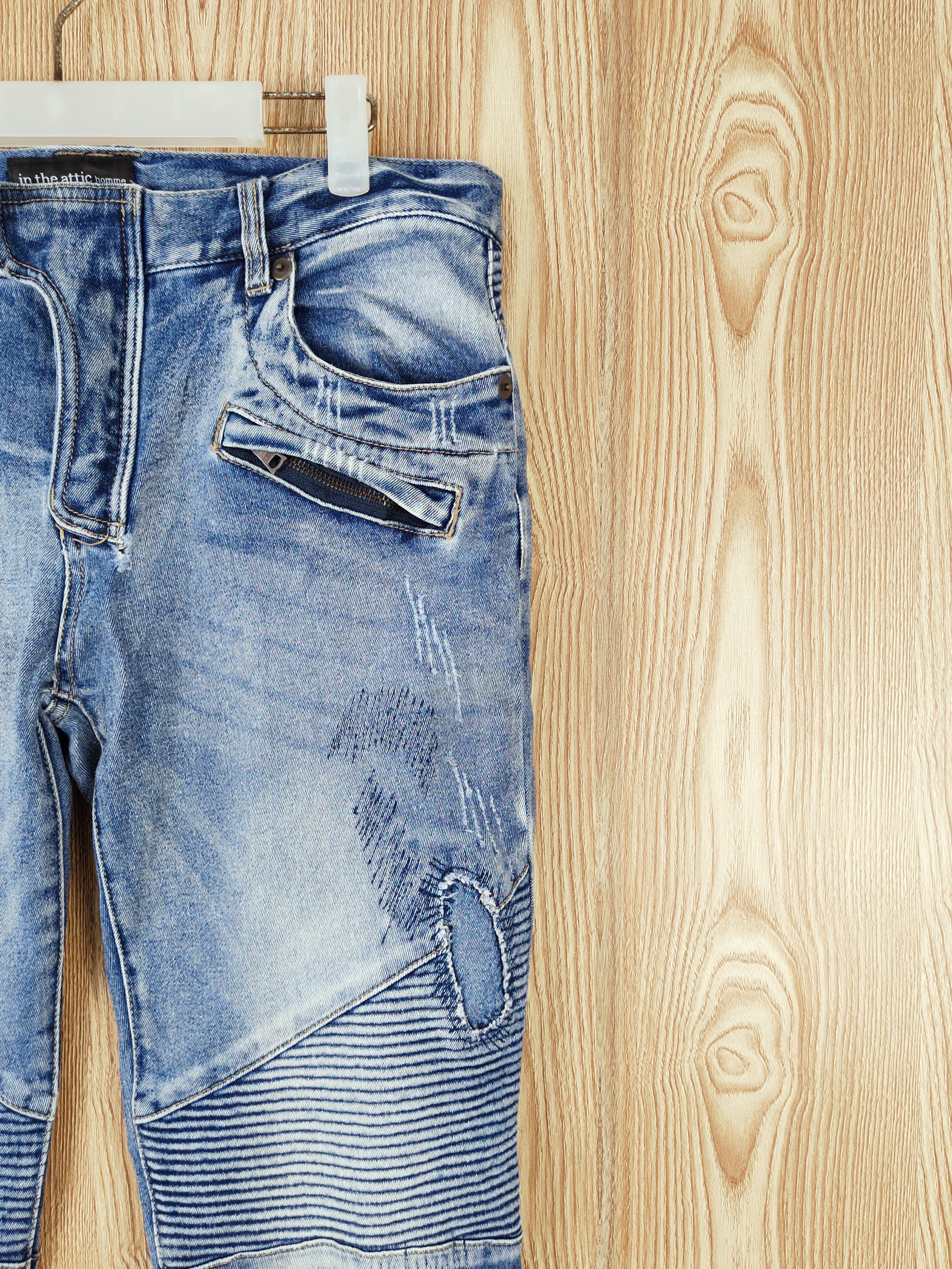 In The Attic In the attic Distressed Ripped bikers denim Jeans #W491 Size 33" - 5 Thumbnail