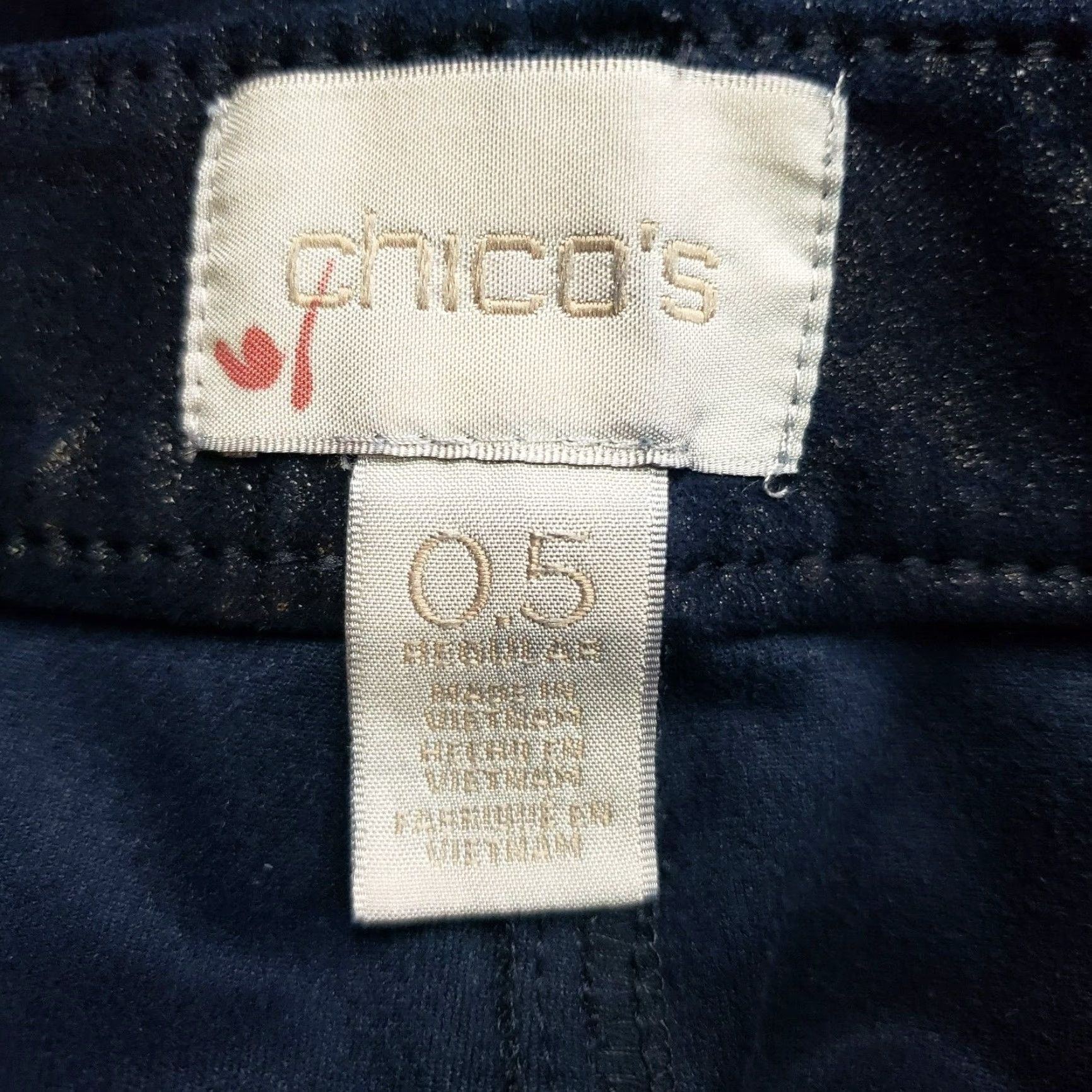 Vintage Chico's Womens Faux Suede Knit Pants Sz 6 Blue Shimmer Mid Rise Skinny Pants Womens Jeans Leg Style Skinny Inseam 28.5" Size 28" / US 6 / IT 42 - 6 Thumbnail