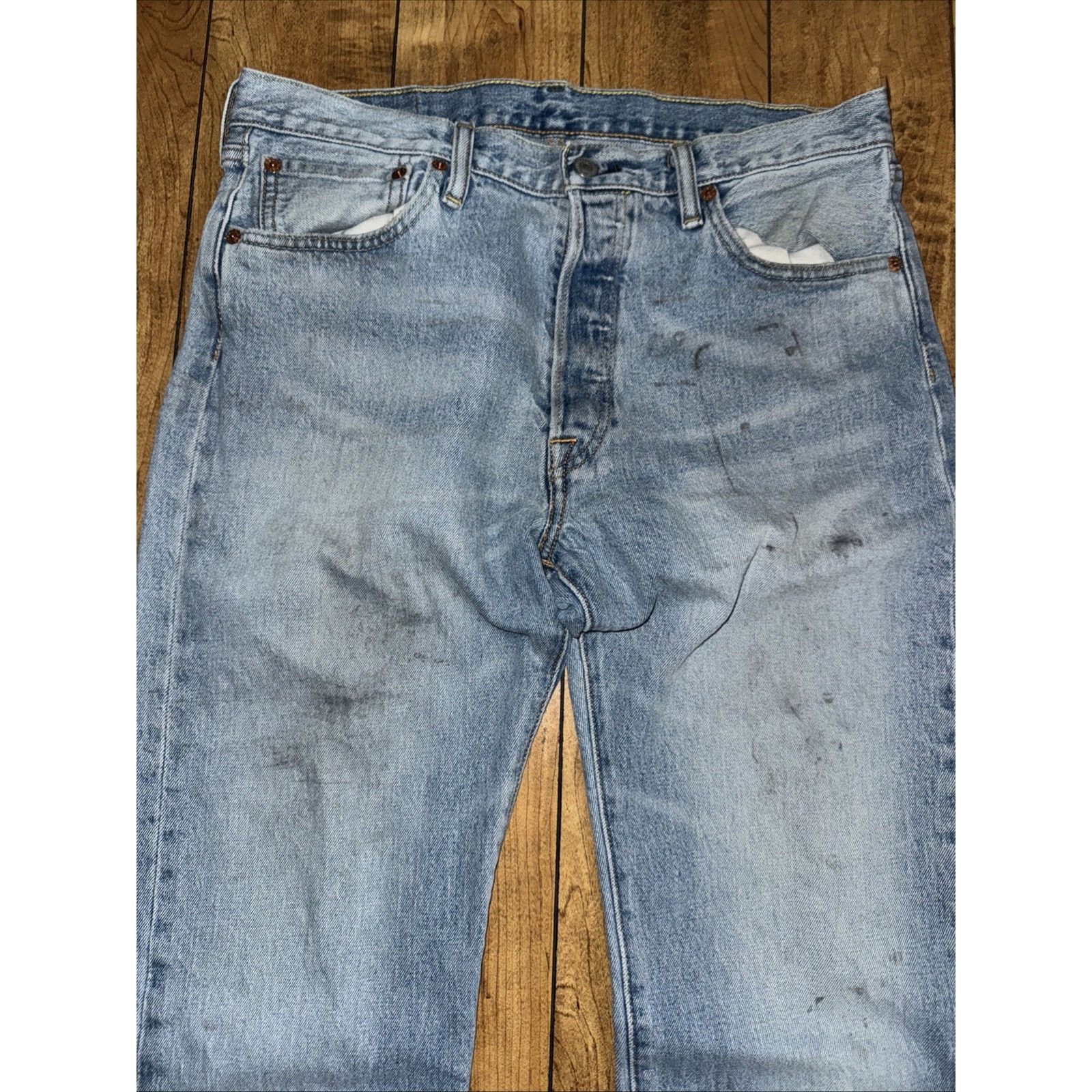 Levi's Levi’s 501 Button Fly 33x31 Washed Blue Denim Straight Leg Size US 33 - 3 Thumbnail