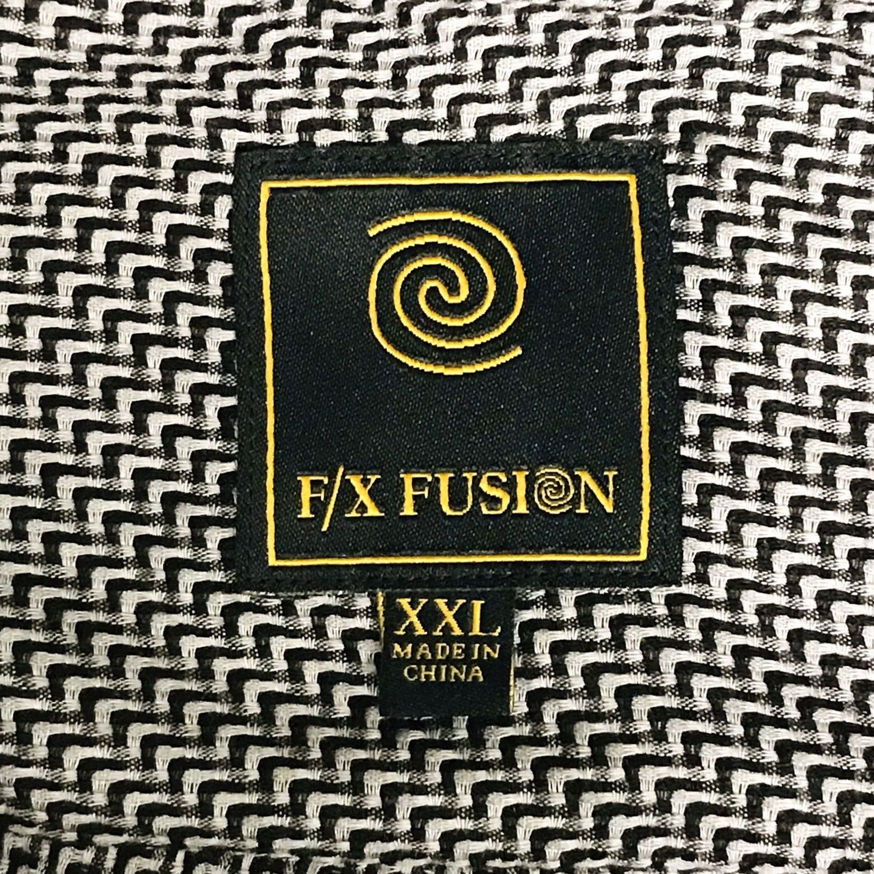 Vintage F/X Fusion Men Button-Up Shirt Wavy Woven Long Sleeve Black / White 2XL Chest Pocket Wrinkle Resistant Size US XXL / EU 58 / 5 - 3 Thumbnail