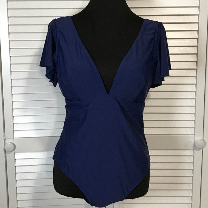 Other NWT Cupshe Navy Blue One Piece Ruffle Beachwear Swimsuit L Size ONE SIZE - 1 Thumbnail
