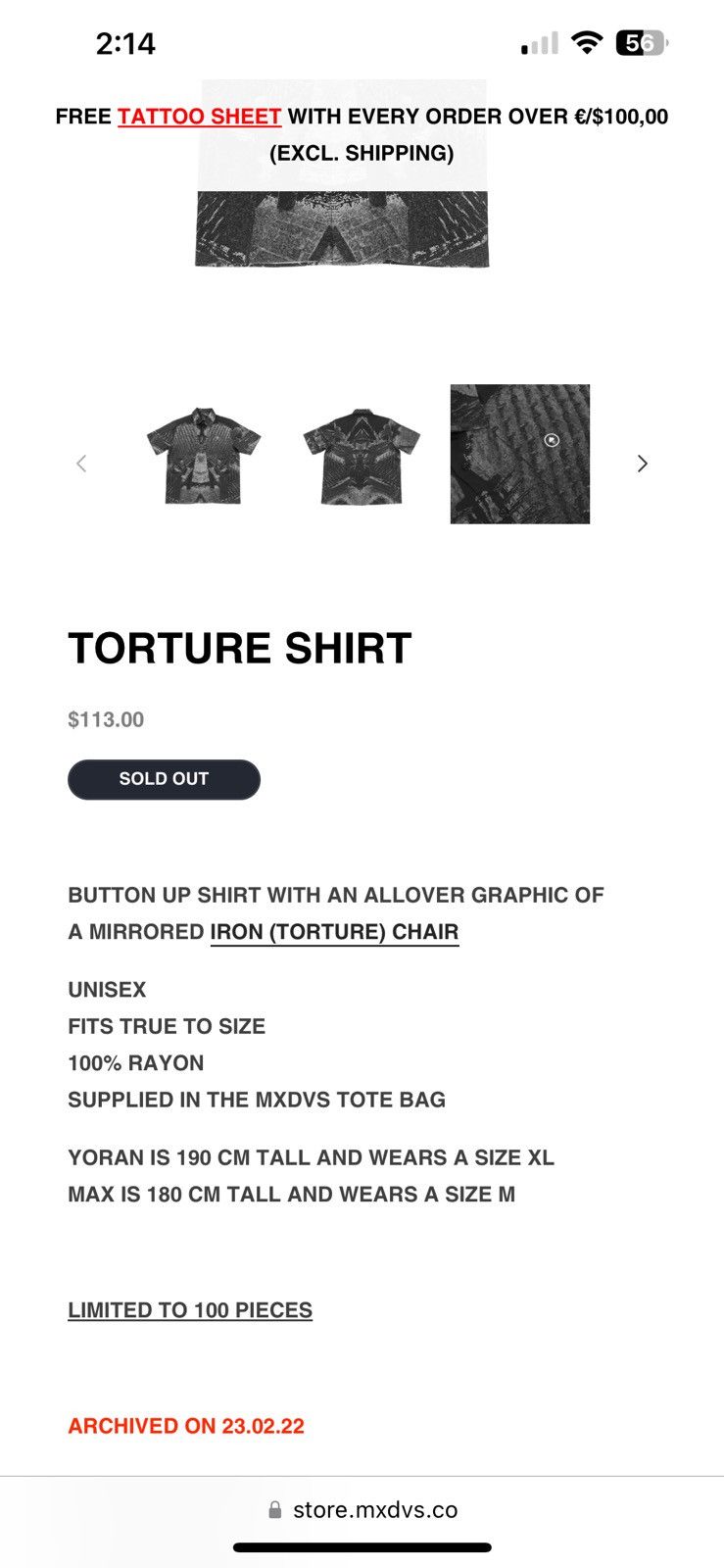 G59 Records × MXDVS Torture shirt MXDVS Size US L / EU 52-54 / 3 - 4 Thumbnail