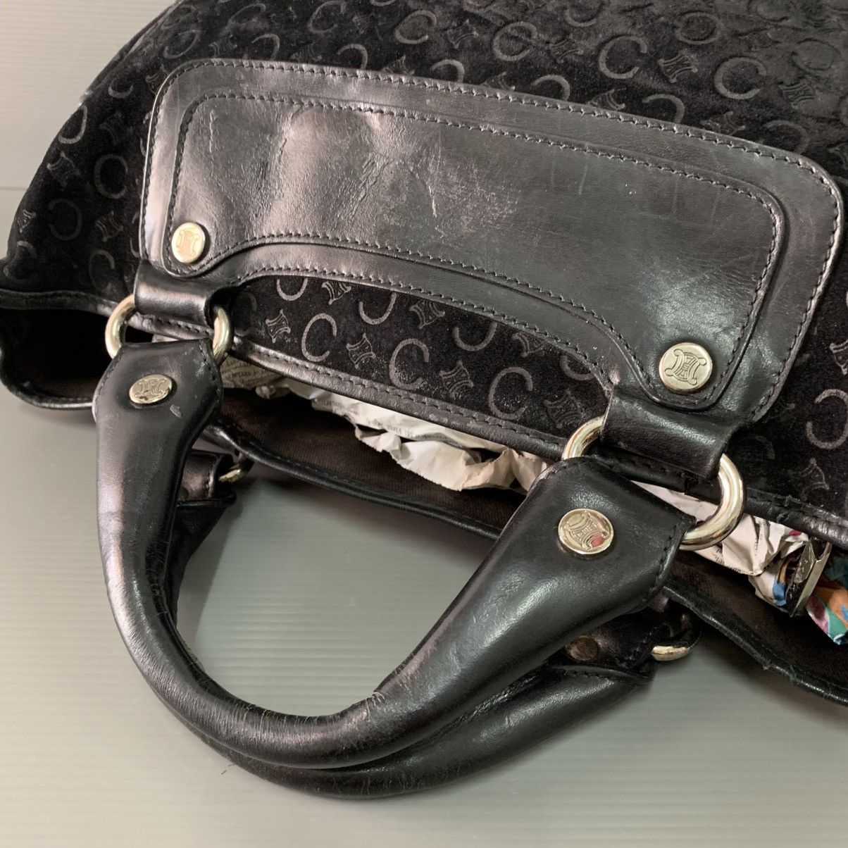 Celine Celine Suede Leather Black Handbag Size ONE SIZE - 8 Thumbnail