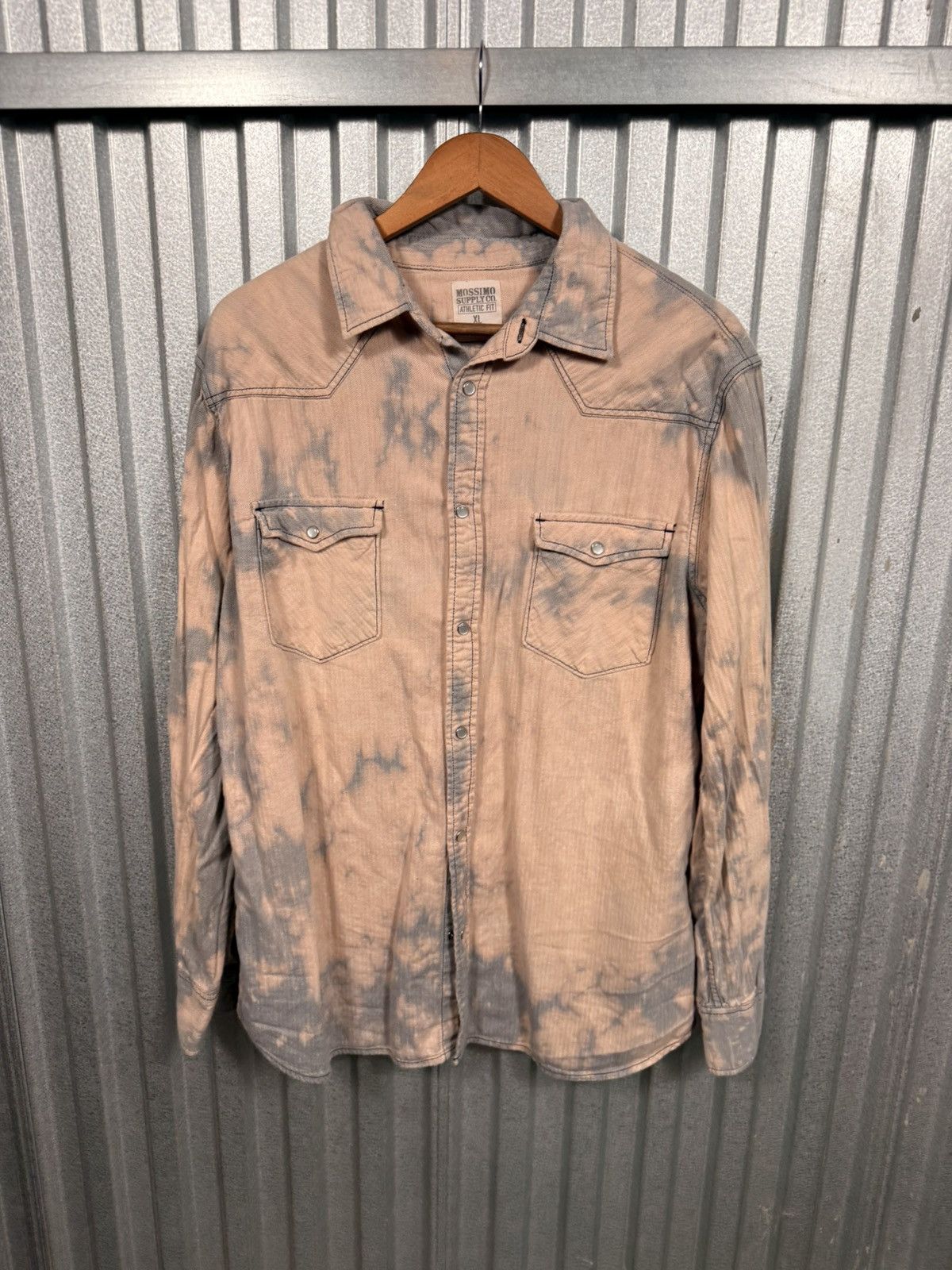 Mossimo Western Denim Pearl Snap Button Up Shirt Bleach Pattern Size US XL / EU 56 / 4 - 2 Thumbnail