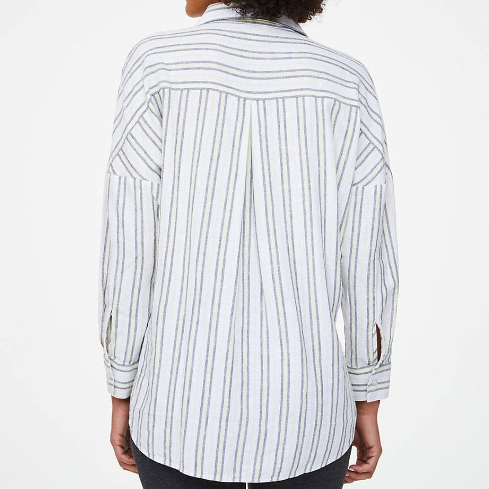Loft Loft White w/Green Strip Tie Front Shirt Size S / US 4 / IT 40 - 9 Thumbnail