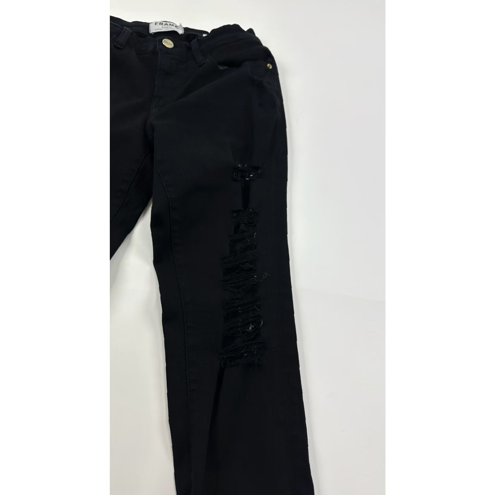 Frame Frame Jeans Womens 26 Black Le Skinny De Jeanne Crop Denim Stretch Size 26" / US 2 / IT 38 - 5 Thumbnail