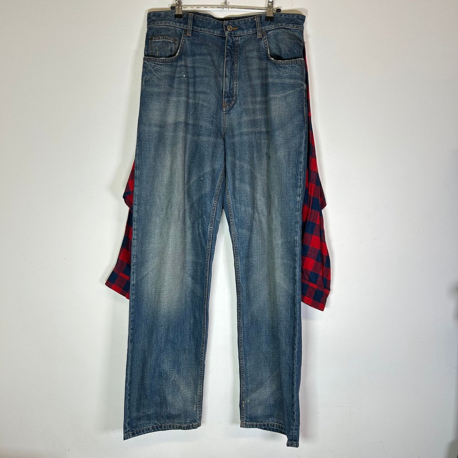 Balenciaga Balenciaga SS21 Hybrid Flannel Shirt Denim Jeans Size US 34 / EU 50 - 1 Thumbnail