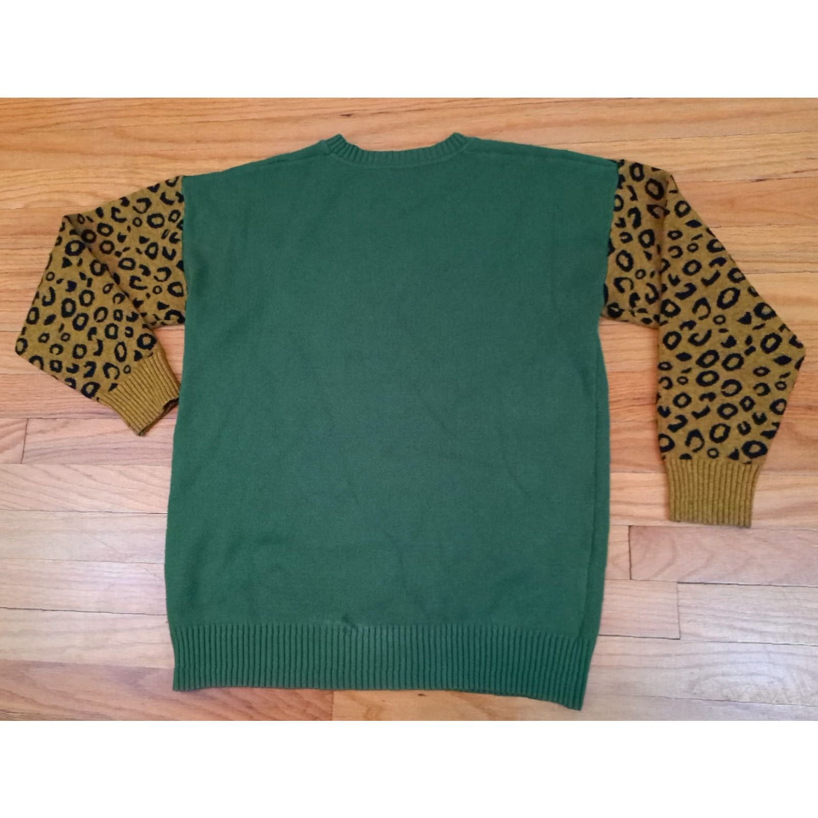 Vintage Leopard Head Sleeves Woman Small Knit Sweater Green Crew Neck Long Sleeve Pullover Knit Cotton Polyester Size S / US 4 / IT 40 - 7 Thumbnail