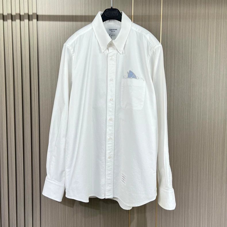 Thom Browne Thom Browne size3 Embroidered koi color striped shirt Size US L / EU 52-54 / 3 - 1 Thumbnail