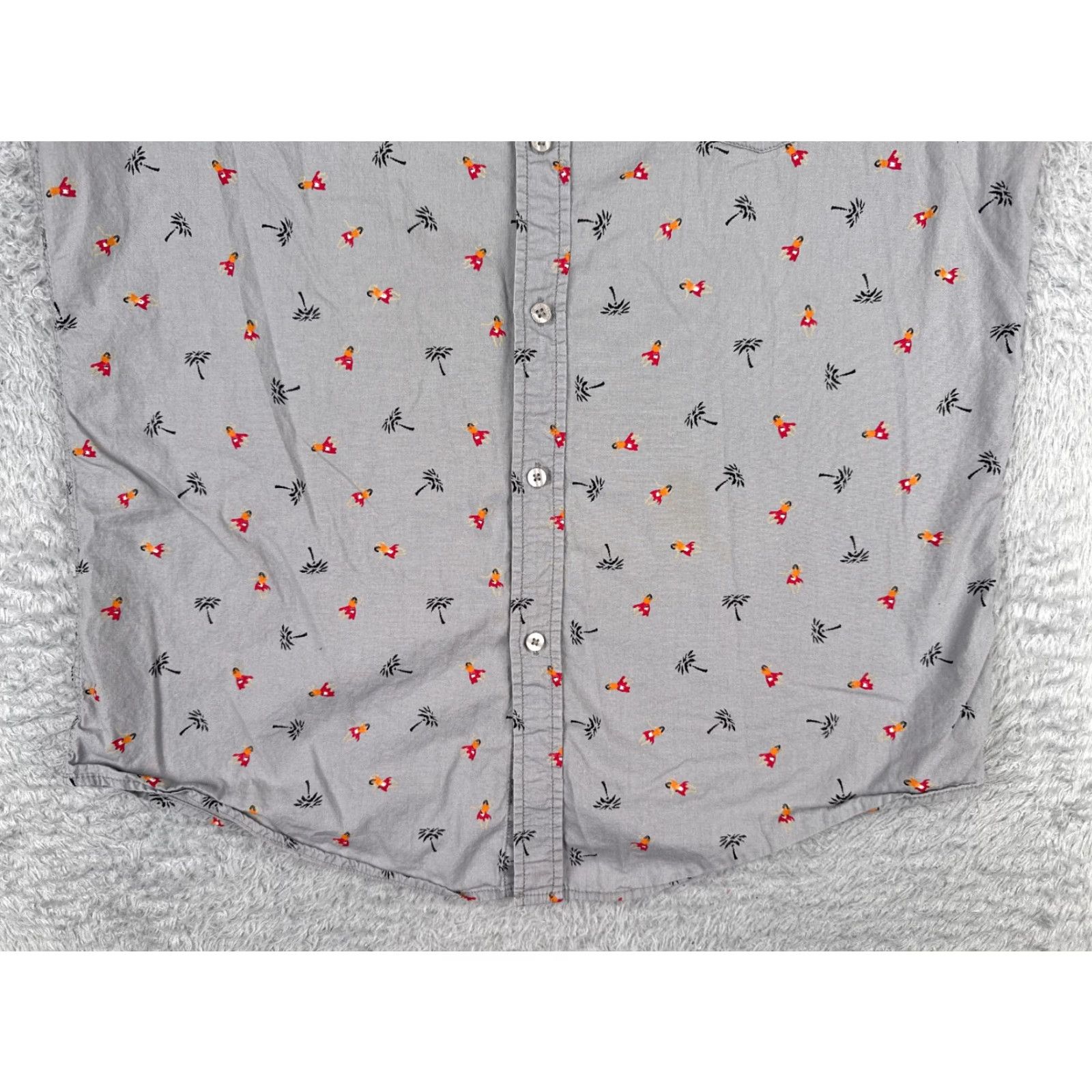 Vintage Coastal Shirt Men Large Gray Hawaiian Palm Tree 100% Cotton Short Sleeve Button-Up Regular Fit Mens Size US L / EU 52-54 / 3 - 5 Thumbnail