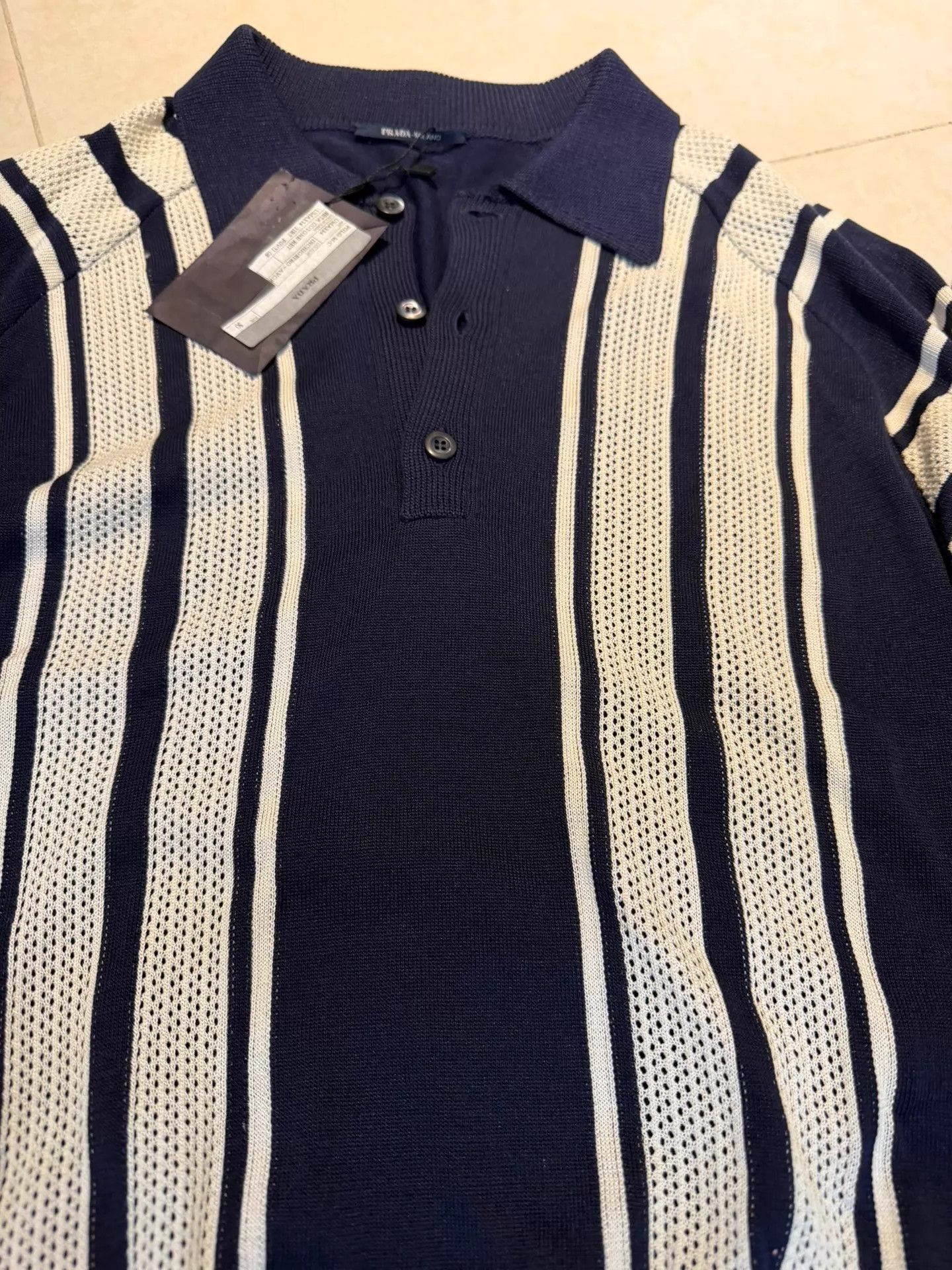 Prada PRADA Slim Fit Knit Color Block Vertical Stripe Polo 48/50 Size US M / EU 48-50 / 2 - 2 Thumbnail