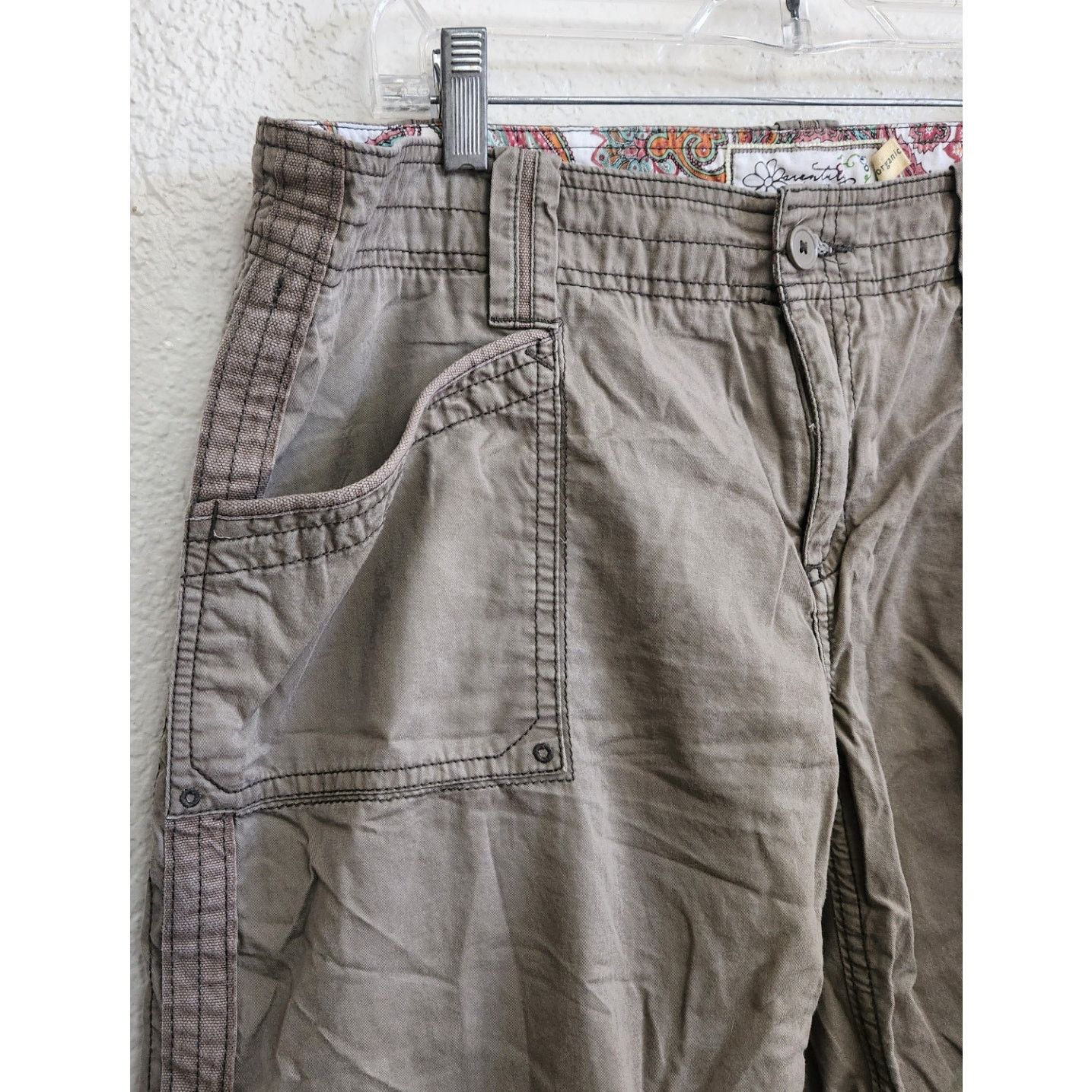 Anthropologie Aventura Anthropologie Gray Brown Arden Roll Tab Shorts 14 Size 36" / US 14 / IT 50 - 3 Thumbnail