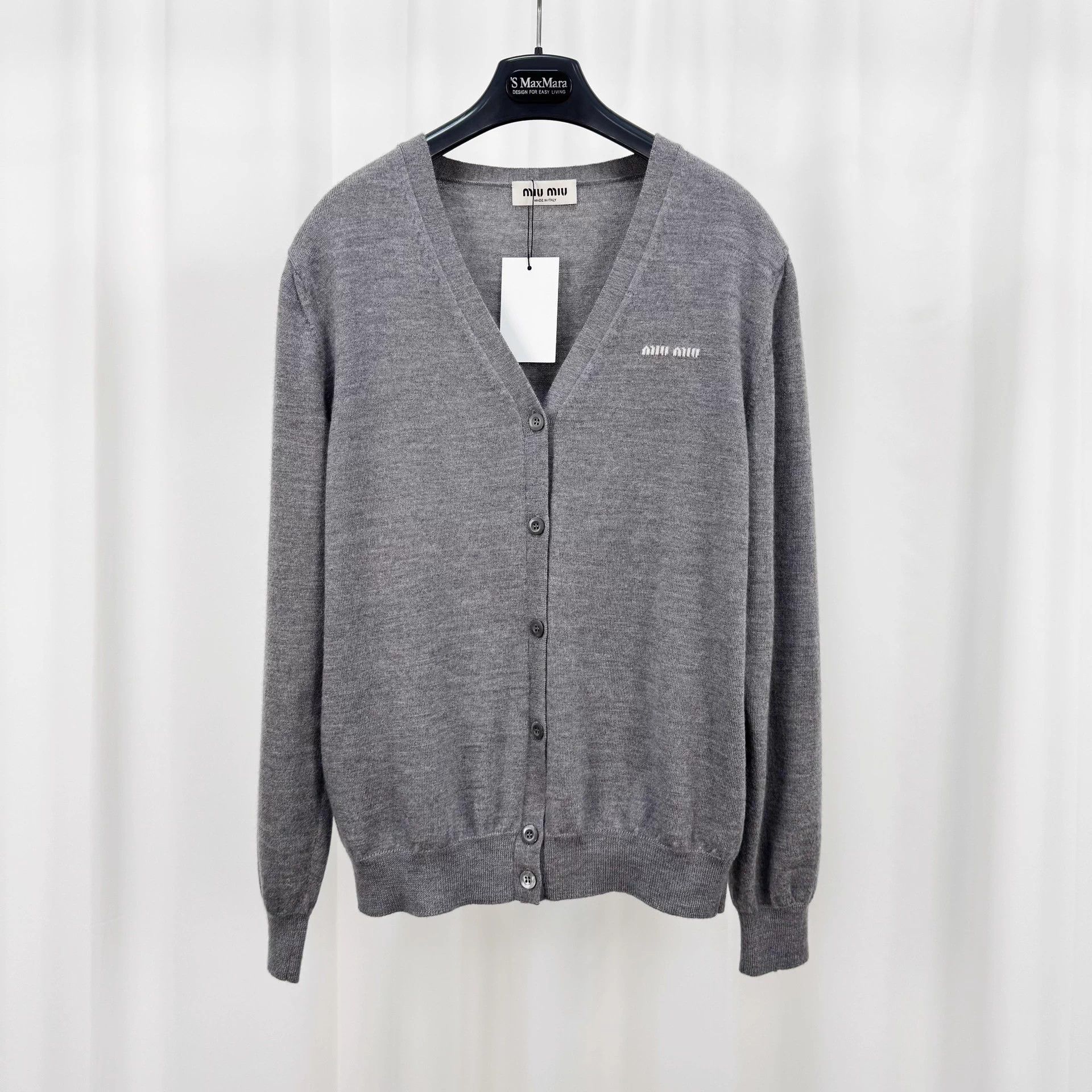 Miu Miu Miu Miu Logo Jacquard Wool Knit Cardigan 40FR New Size S / US 4 / IT 40 - 1 Thumbnail