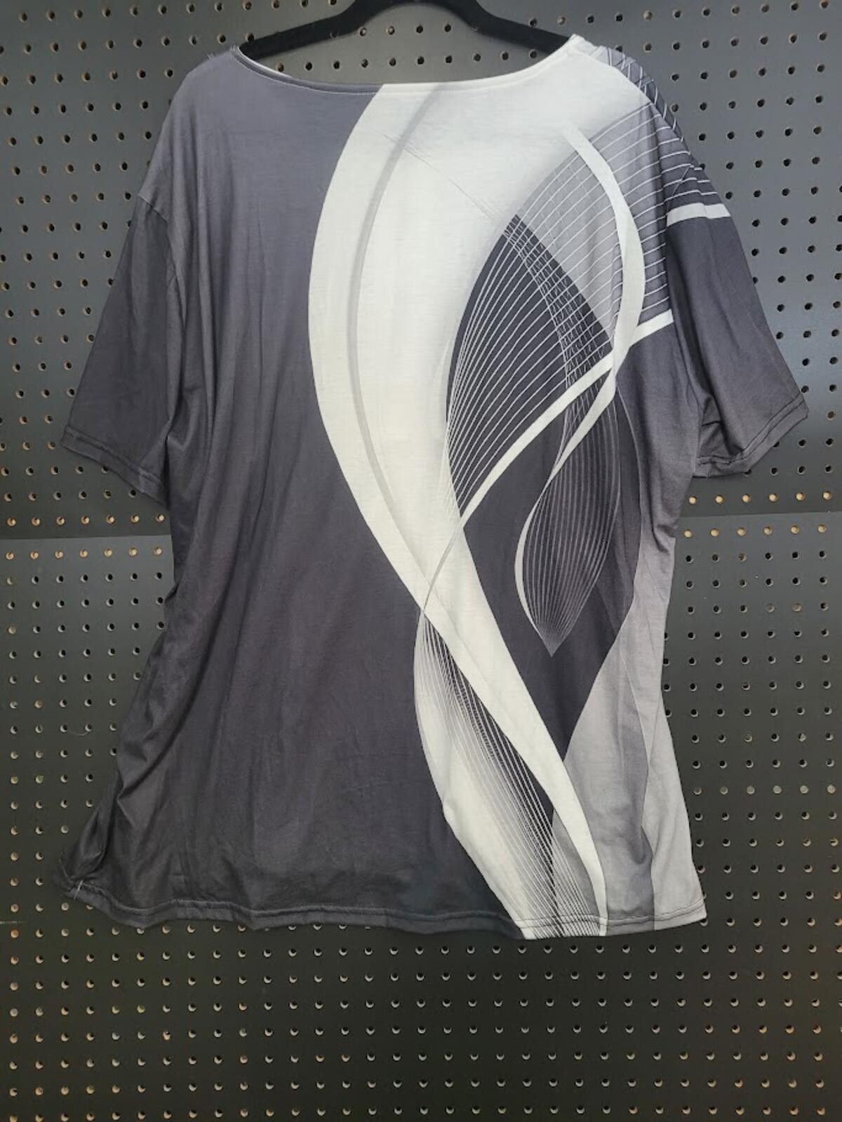 The Unbranded Brand Stylish Gray & White Button-Up Top - 4XL Size 4XL / US 24-26 - 3 Thumbnail