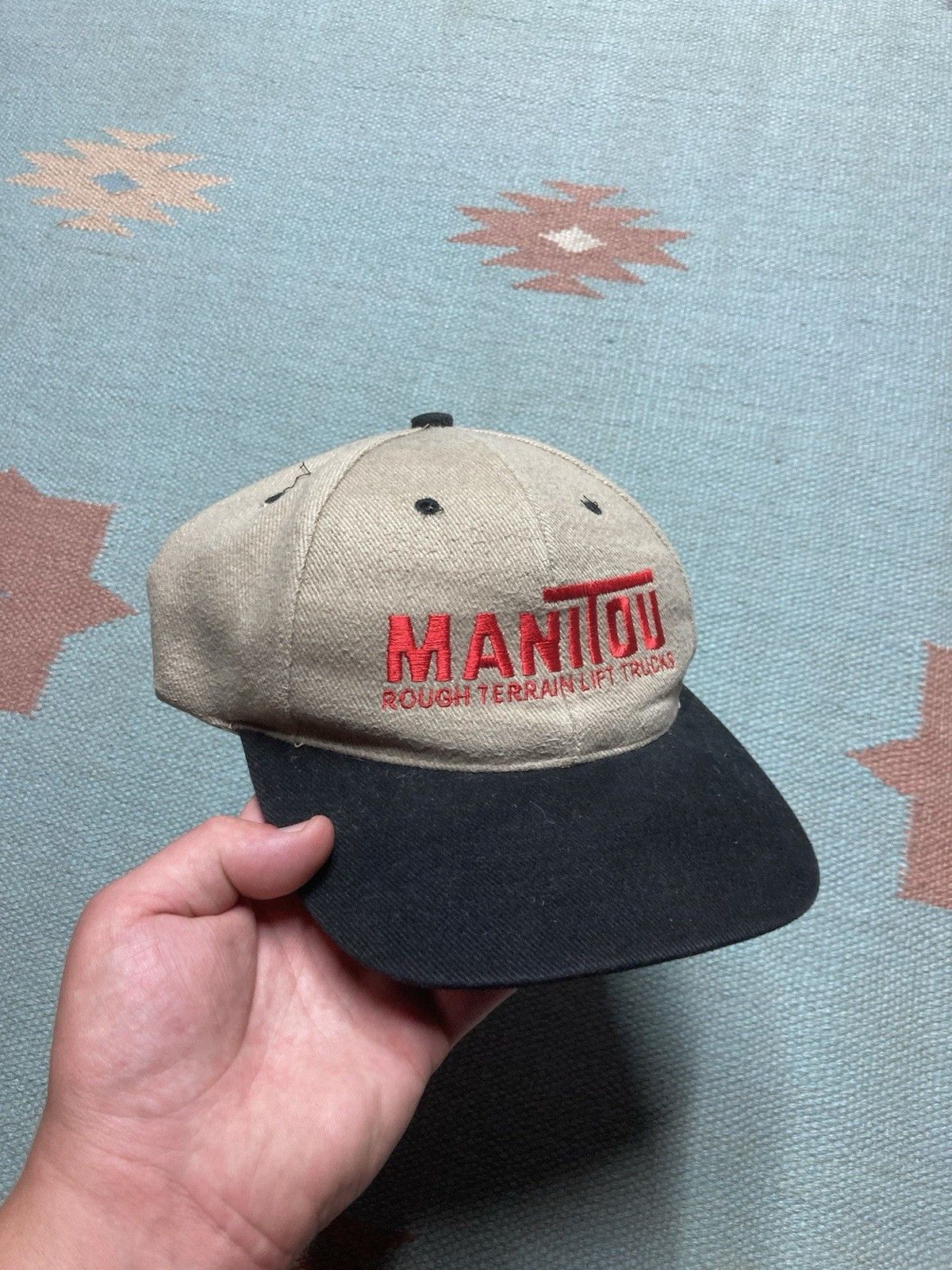 Vintage Vintage Strapback hat Manitou rough terrain lift trucks tan Size ONE SIZE - 1 Thumbnail
