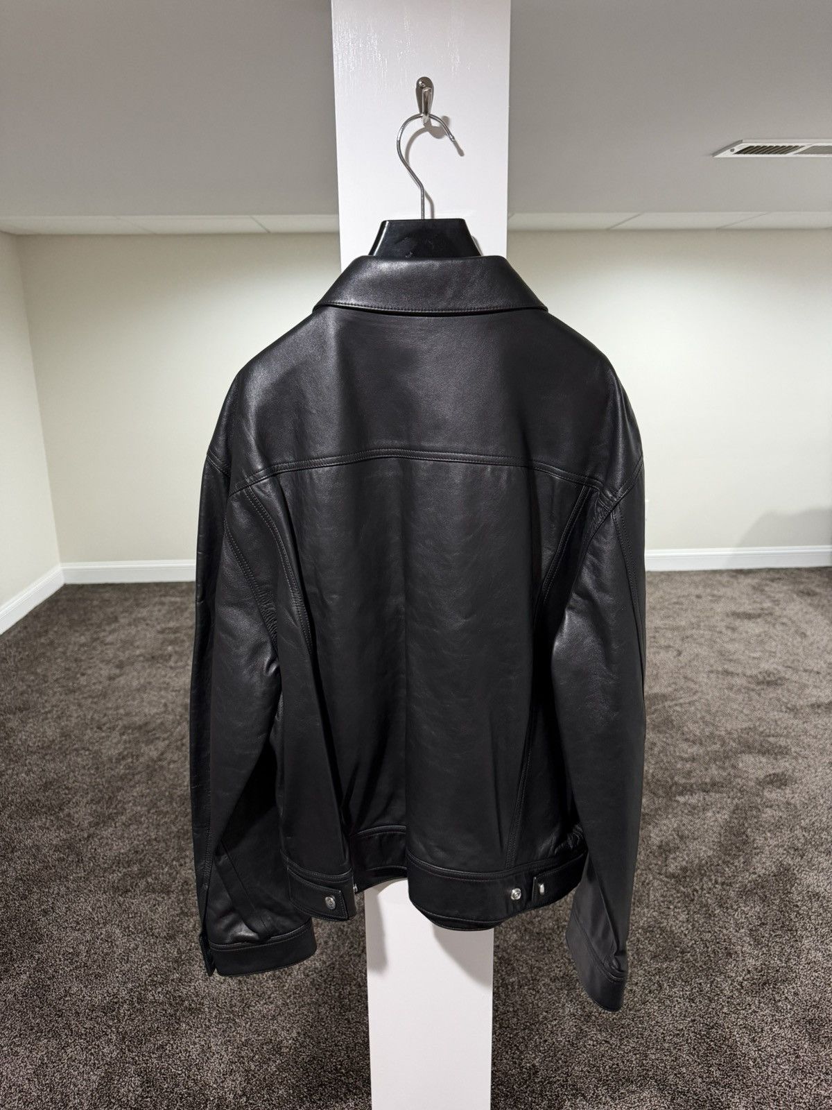 Celine Celine x Hedi SS23 Runway Bauhaus Leather Trucker Jacket Size US XL / EU 56 / 4 - 2 Thumbnail