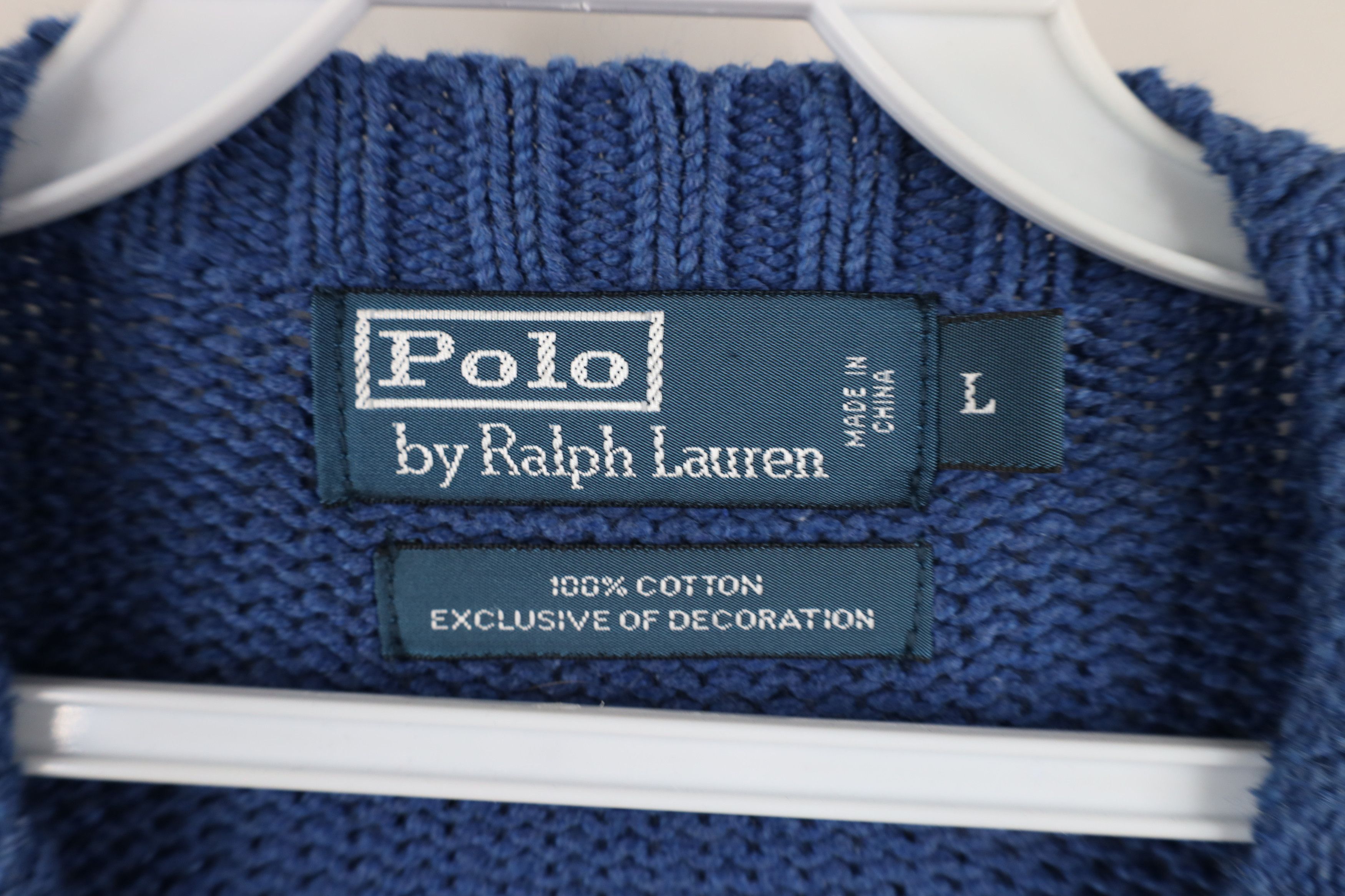 Ralph Lauren × Vintage Vintage 90s Ralph Lauren Knit Crewneck Sweater Blue Size US L / EU 52-54 / 3 - 7 Thumbnail