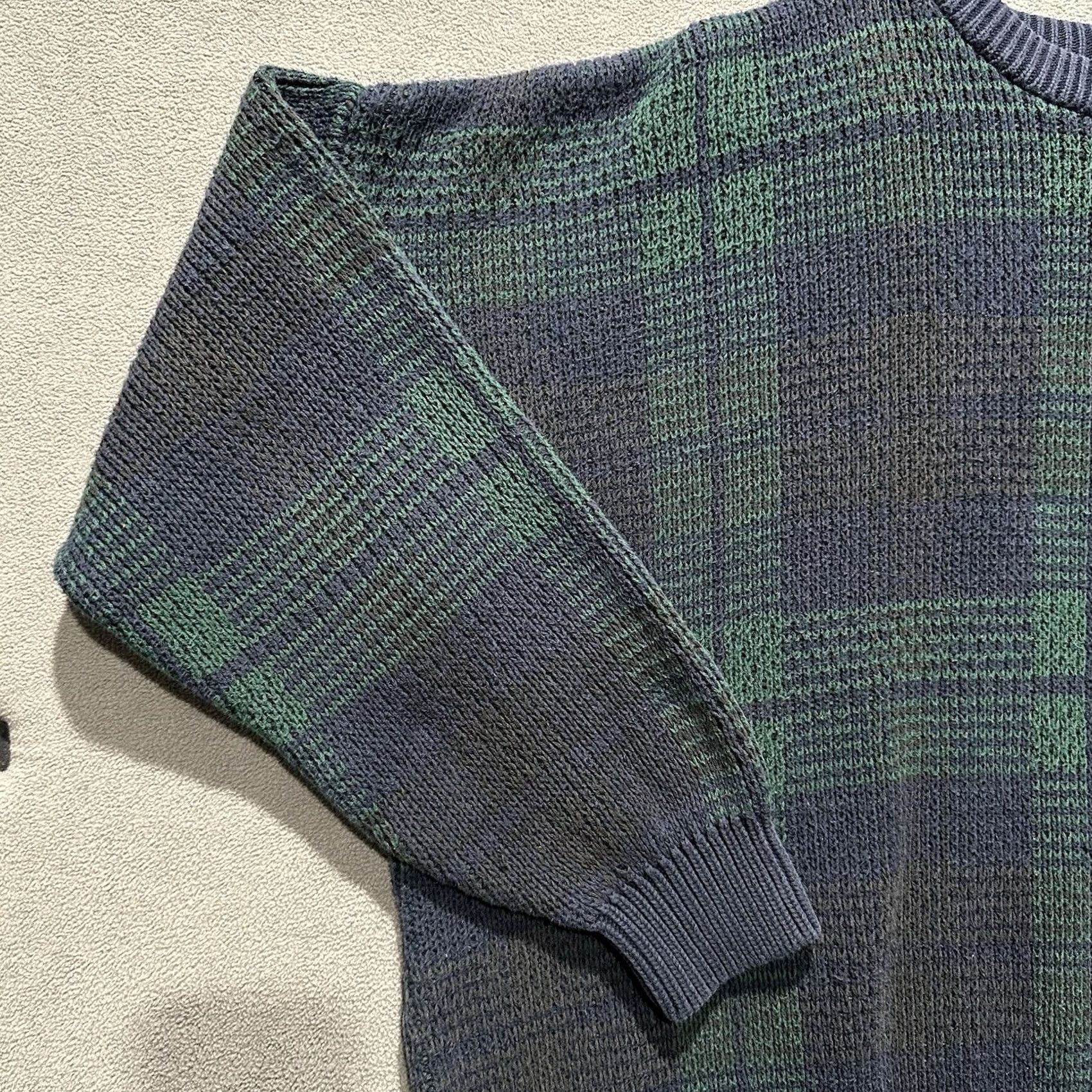 Lands' End VINTAGE Lands End Sweater Mens XL Green Blue Plaid Knit Boxy Made In USA 90s Classic Size US M / EU 48-50 / 2 - 7 Thumbnail