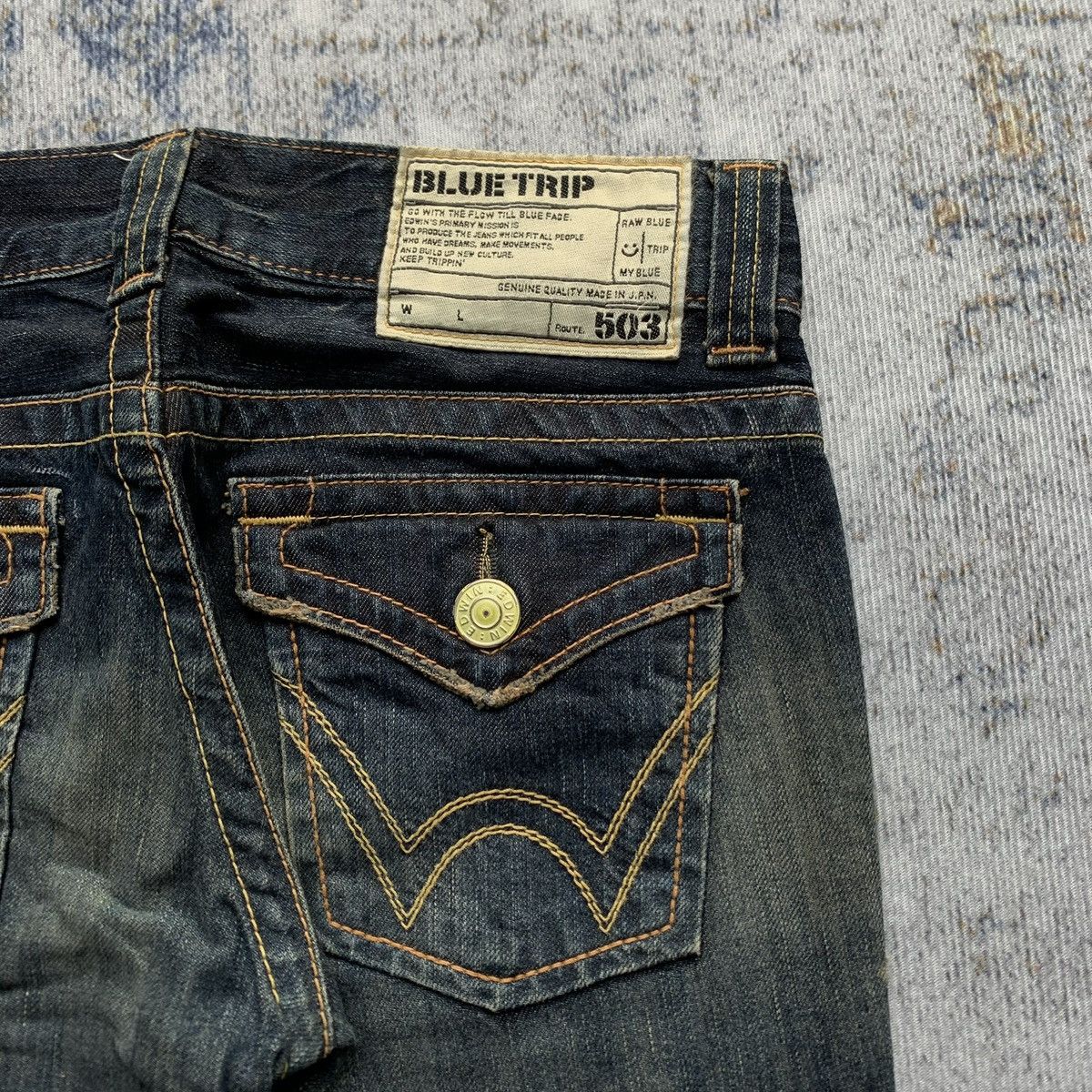 Vintage Rare Japanese Brand Edwin 503 MudWash Flared Jeans Size US 28 / EU 44 - 9 Thumbnail