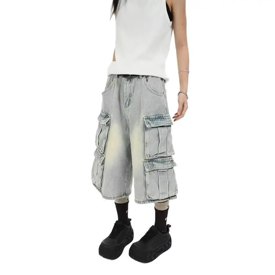 Japanese Brand Retro wide leg casual pocket denim shorts Size US 32 / EU 48 - 4 Thumbnail