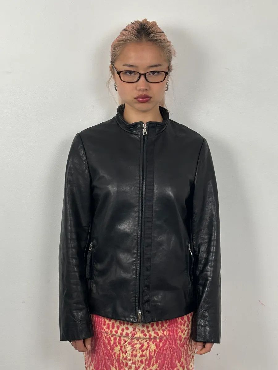 Prada AW1999 Prada Black Minimalist Biker Leather Jacket Size M / US 6-8 / IT 42-44 - 2 Thumbnail