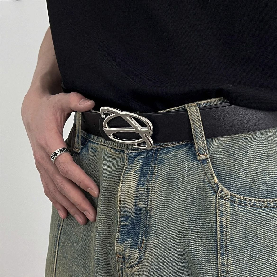 Designer Dark Vintage Belt Riveted Belts Menswear Accessories Size ONE SIZE - 6 Thumbnail