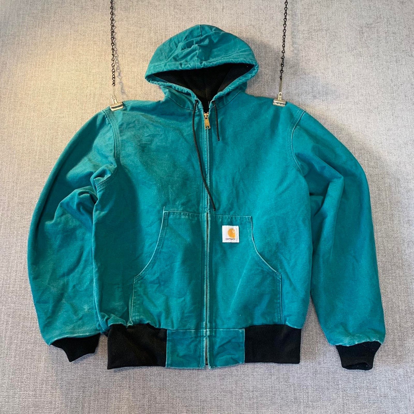Carhartt Vintage Carhartt JR132 teal turquoise Hooded Jacket Size US M / EU 48-50 / 2 - 1 Thumbnail