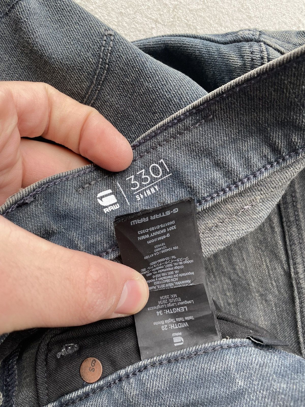 G-Star Avant Garde G-Star RAW 3301 Slim Grey Jeans Stretch Denim Size US 29 - 6 Thumbnail