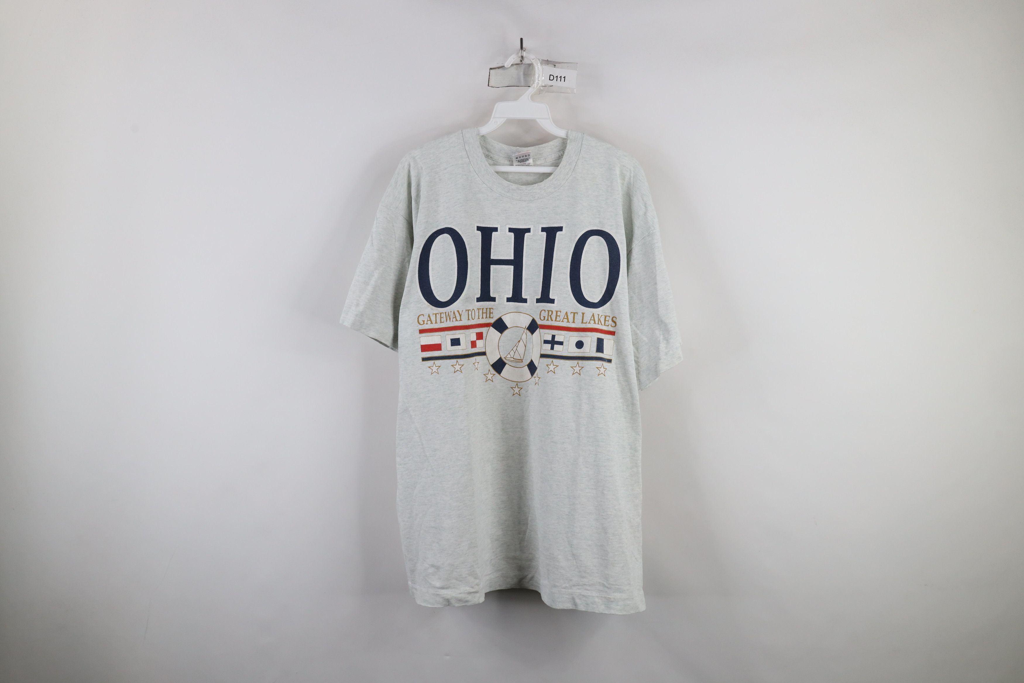 Vintage Vintage 90s Streetwear Ohio Sailing Flags T-Shirt Gray USA Size US XL / EU 56 / 4 - 1 Thumbnail