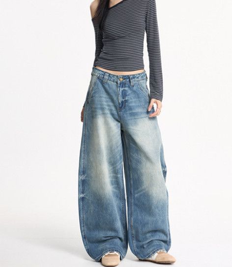 Japanese Brand American retro washed baggy cutaway jeans for men Size US 32 / EU 48 - 2 Thumbnail