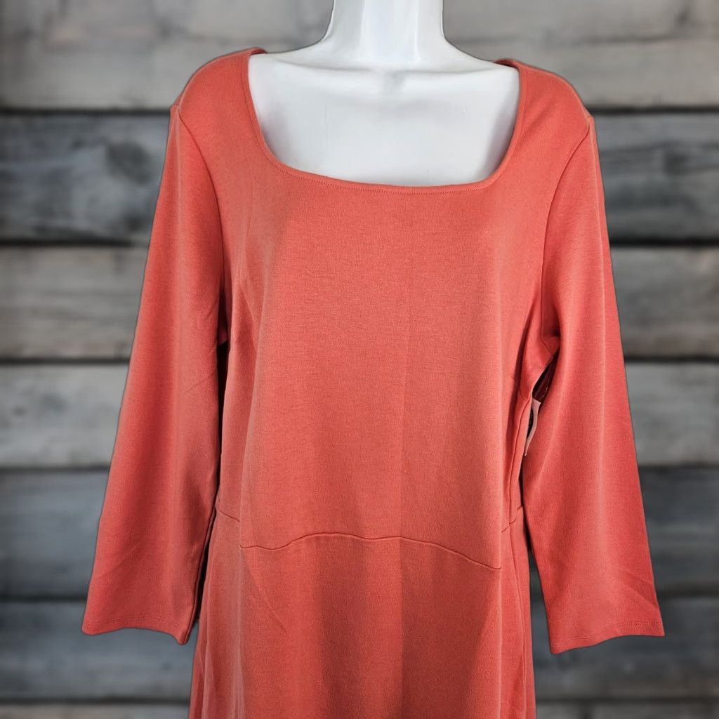 Old Navy Old Navy Womens Dress XL Tall Coral Orange Long Sleeve Cotton Blend Dress Knee Length Size XL / US 12-14 / IT 48-50 - 1 Thumbnail