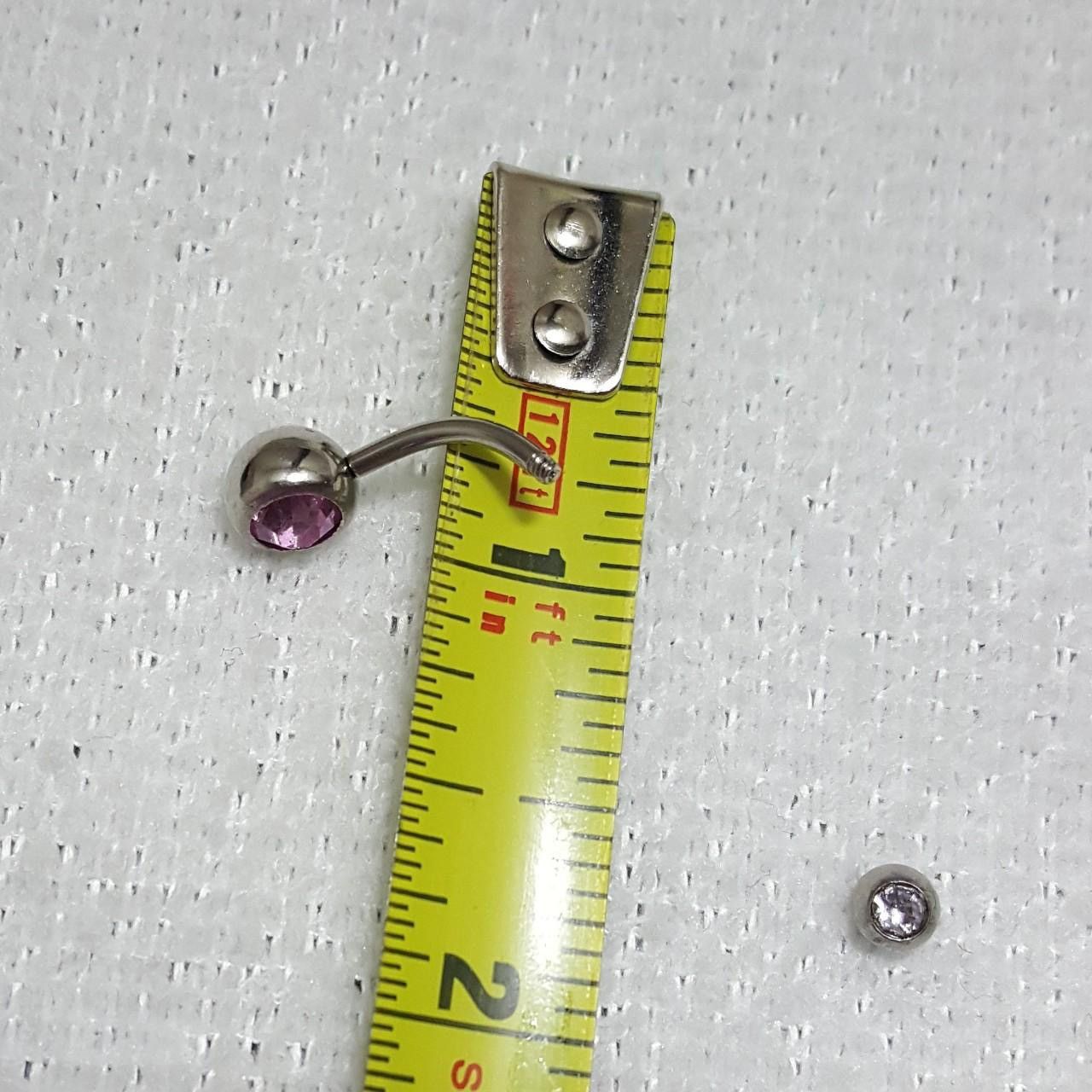 Vintage Silver Double Crystals Barbell Navel Belly Button Ring Size ONE SIZE - 4 Thumbnail