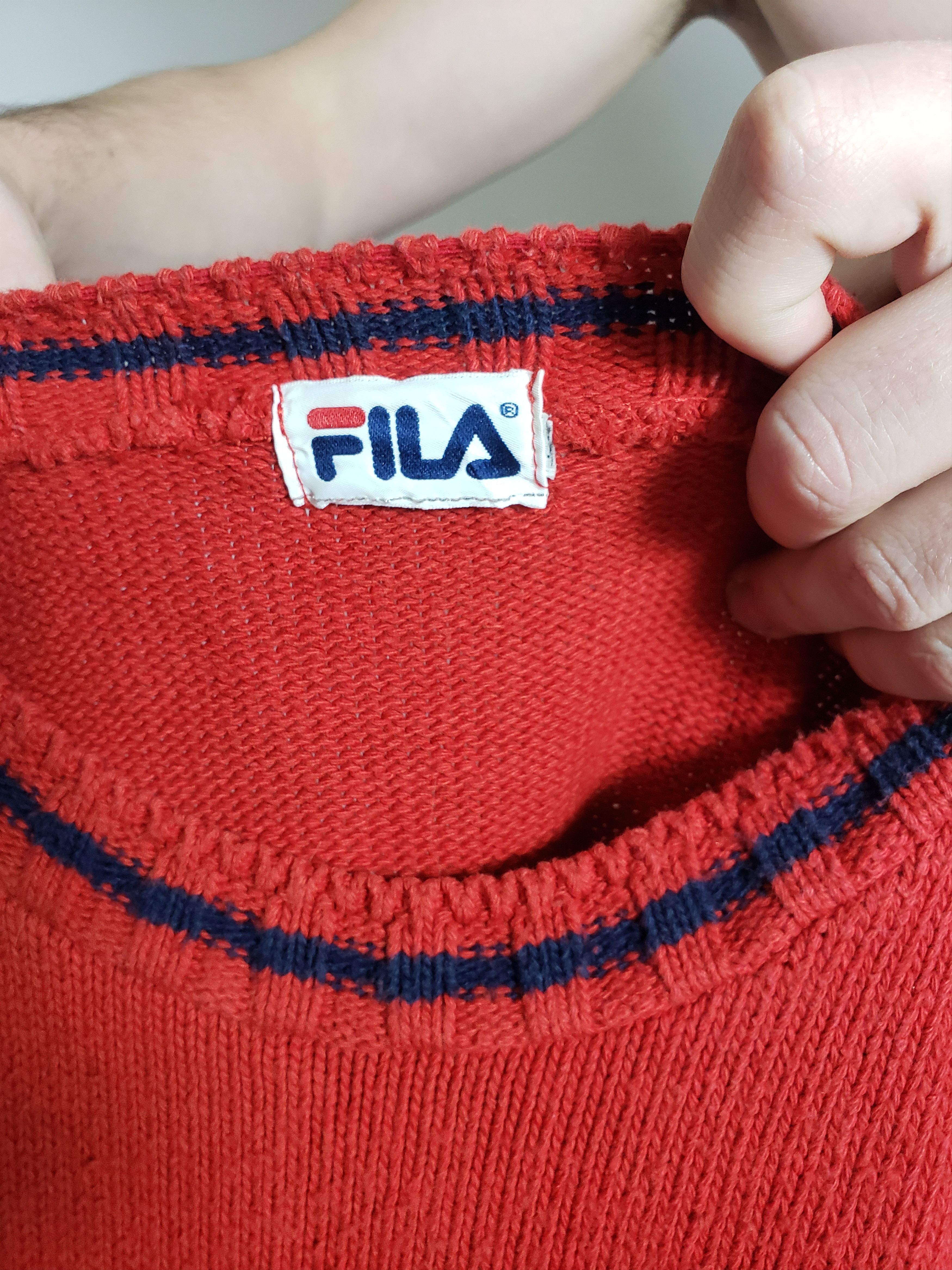 Fila × Vintage FILA Vintage knitted sweater Front Big Logo | Small |Red Size US S / EU 44-46 / 1 - 10 Thumbnail