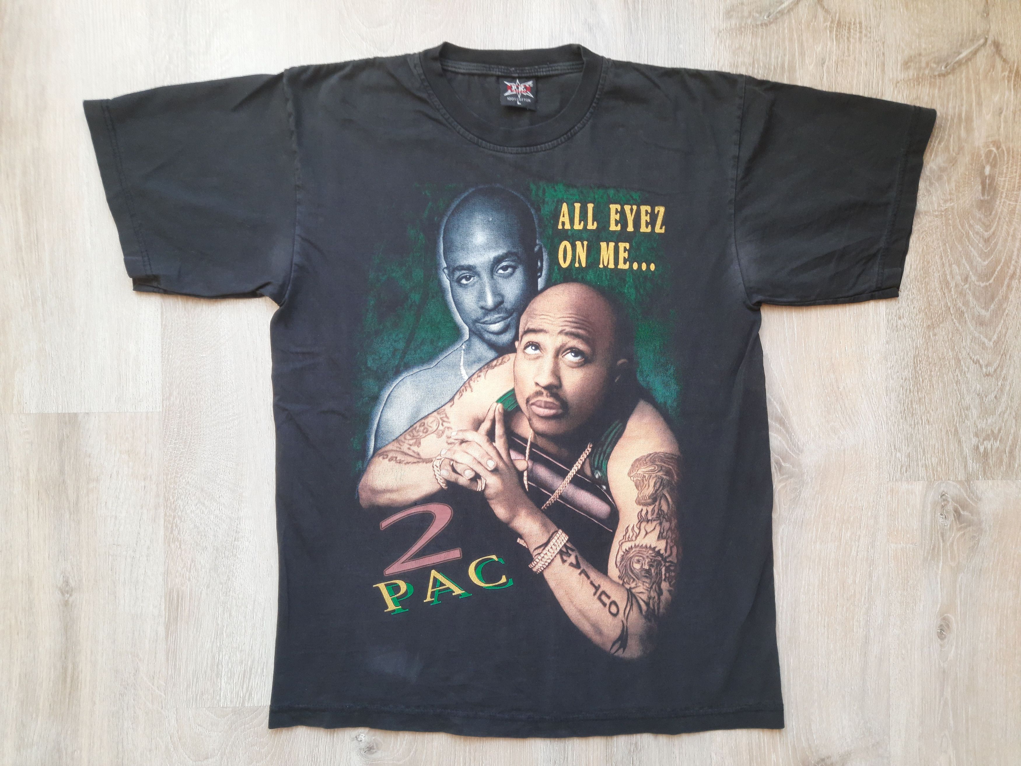 Vintage 90s Bootleg Tupac All Eyez On Me Hiphop Shirt Large