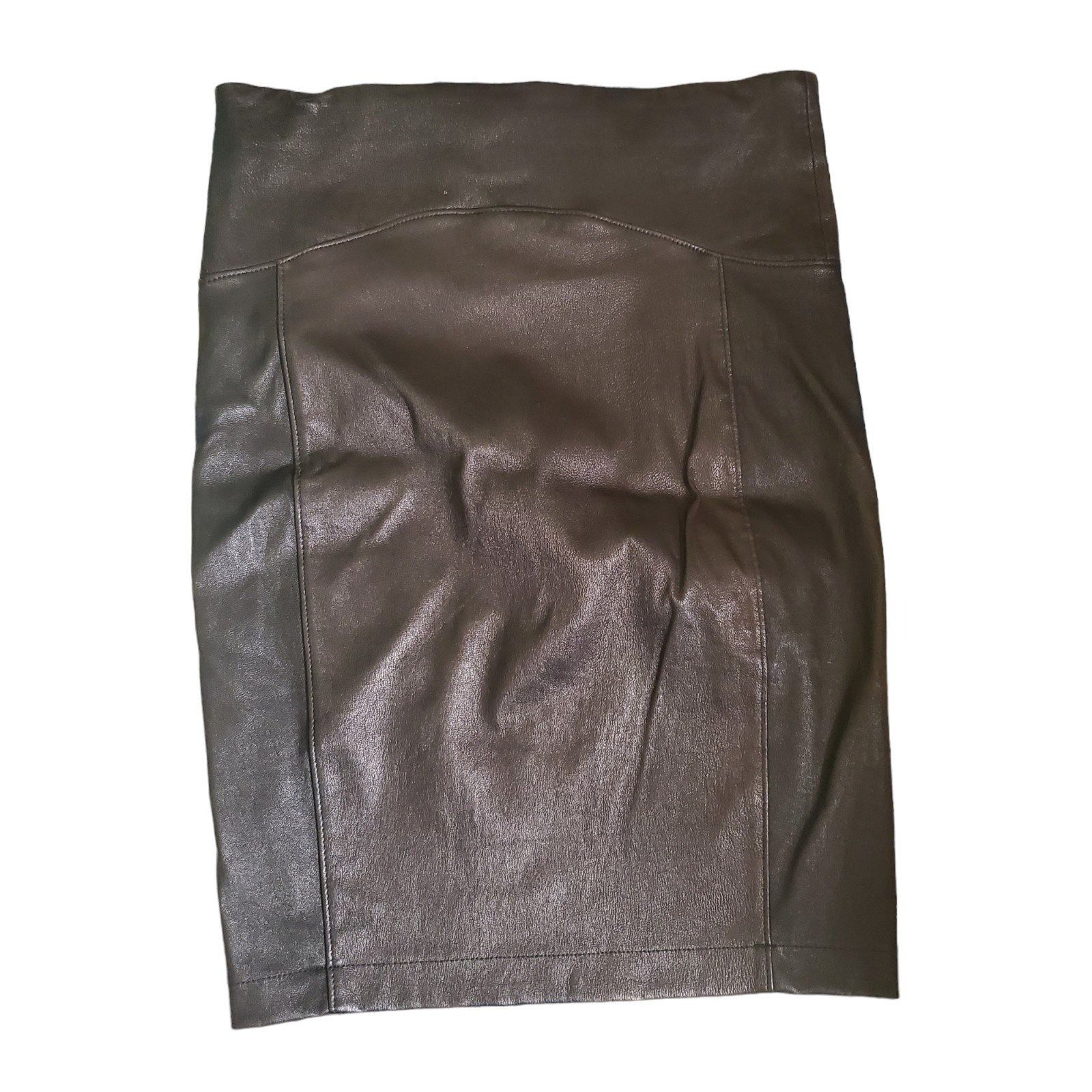 Other GBTSO Lambskin Leather Pencil Skirt Designer Skirt Black Sz Size 26" / US 2 / IT 38 - 4 Thumbnail