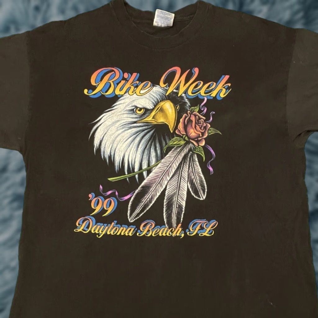 Vintage VINTAGE 90s Bike Week Daytona Beach 1999 Biker Eagle Rose VTG Shirt Mens Size XL Size US XL / EU 56 / 4 - 1 Thumbnail