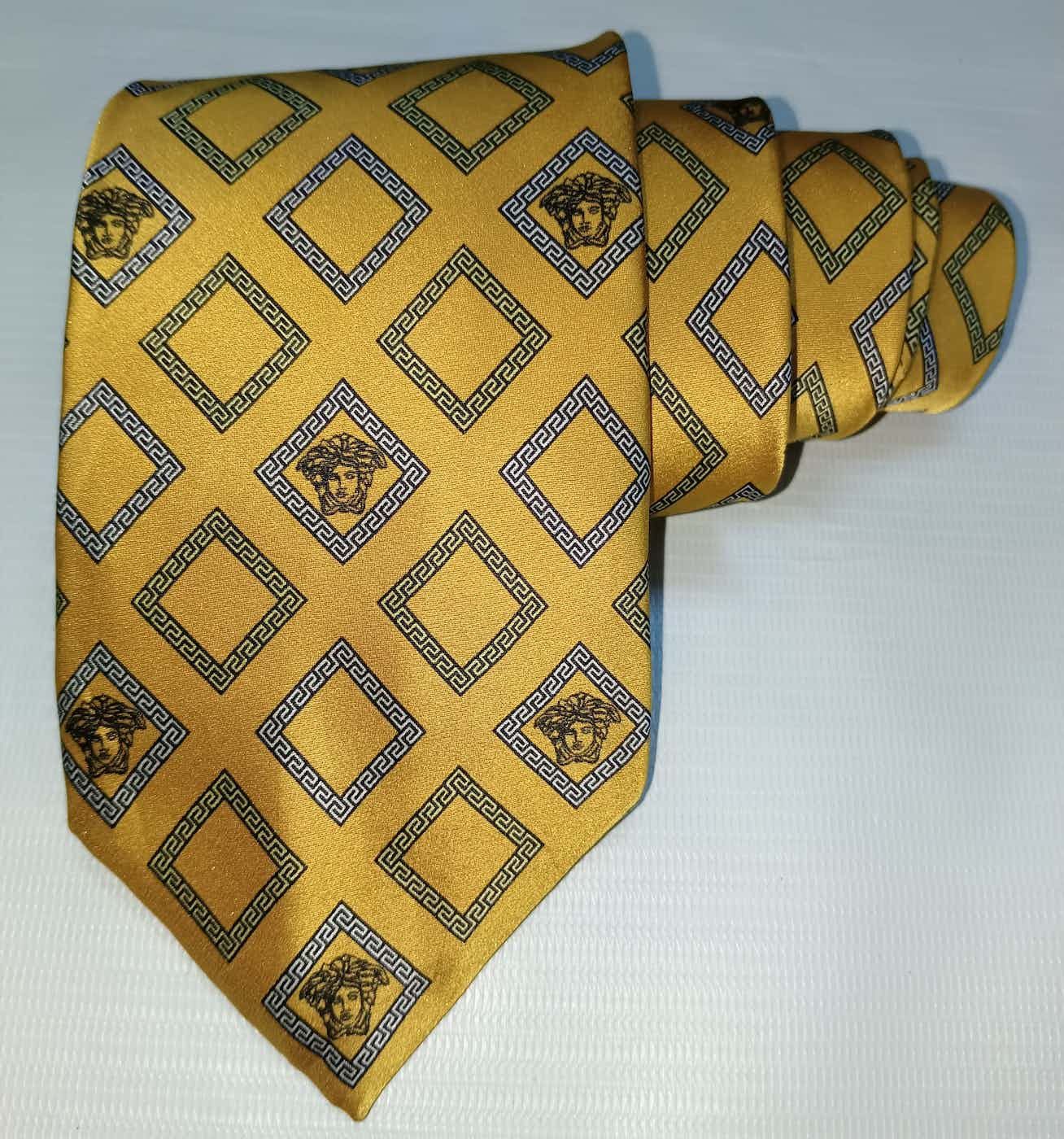 Versace × Vintage Gianni Versace Medusa Gold Tie Size ONE SIZE - 6 Thumbnail