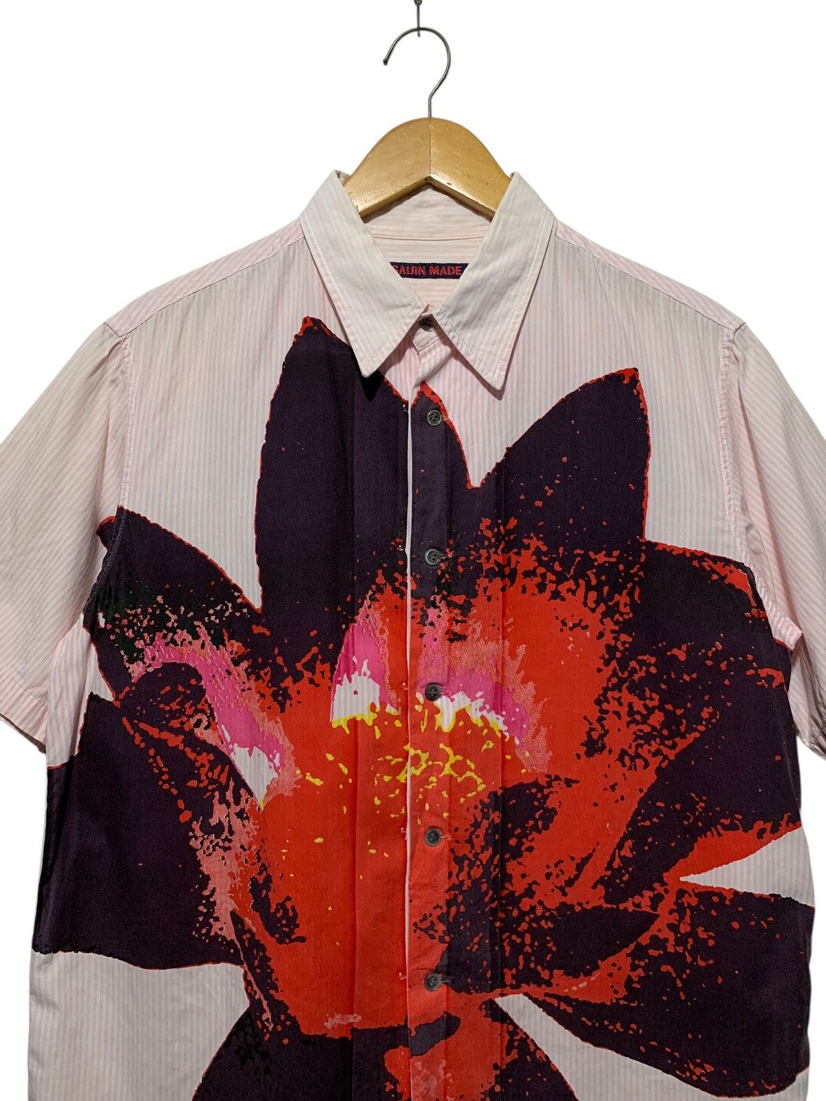 Hysteric Glamour Gaijin Made big flower splash pink striped shirt Size US L / EU 52-54 / 3 - 2 Thumbnail