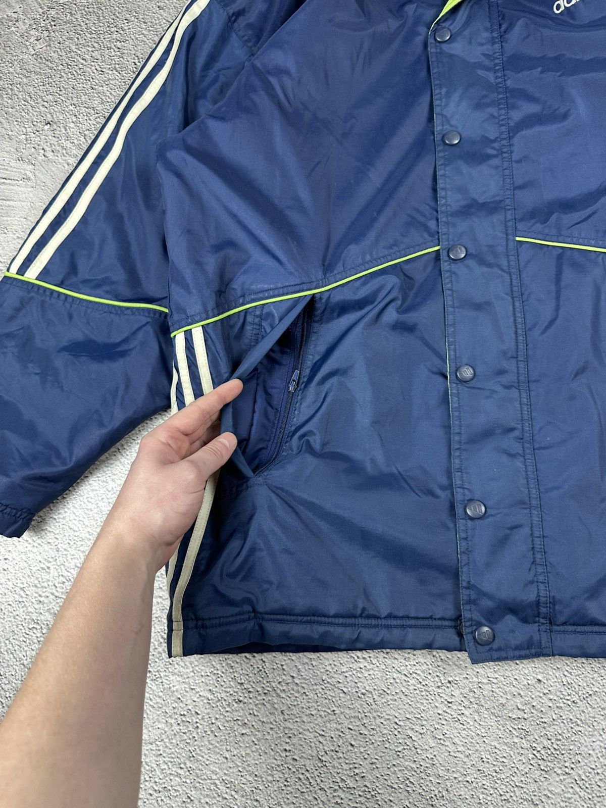 Adidas Vintage Adidas Down Puffer Jacket Striped Nylon Y2K Style Size US S / EU 44-46 / 1 - 6 Thumbnail