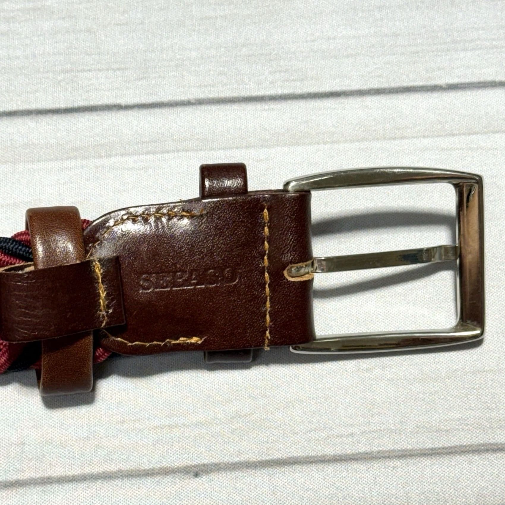 Sebago Sebago Belt Mens 44 Red Blue Braided Woven Leather USA Patriotic Multicolor Braided/Woven Belt Mens 44 USA Patrotic Sports Preppy Size 44 - 5 Thumbnail