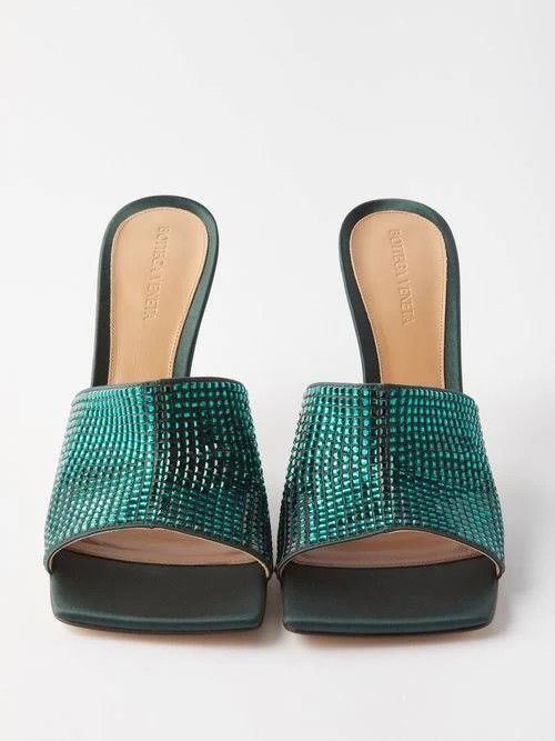 Bottega Veneta o1n1vont1024 Stretch 90 Crystal-Embellished Sandals Inkwell Size US 8 / IT 38 - 7 Thumbnail