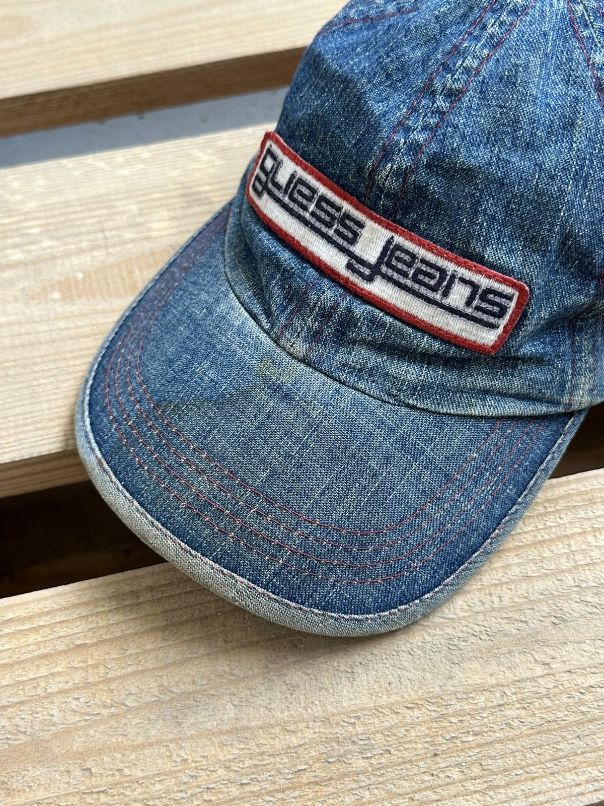 Guess Vintage Guess Blue Denim Leather Strap Cap Size ONE SIZE - 3 Thumbnail