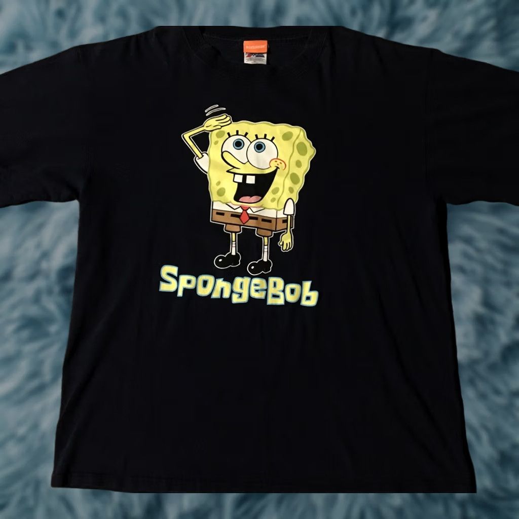 Nickelodeon VINTAGE SpongeBob SquarePants Promo Shirt XL Nickelodeon Cartoon TV 90s Squidward Sandy Rocketeer Striped Graphic Tee Mens Blue Boys Girls Mens Size US XL / EU 56 / 4 - 1 Thumbnail