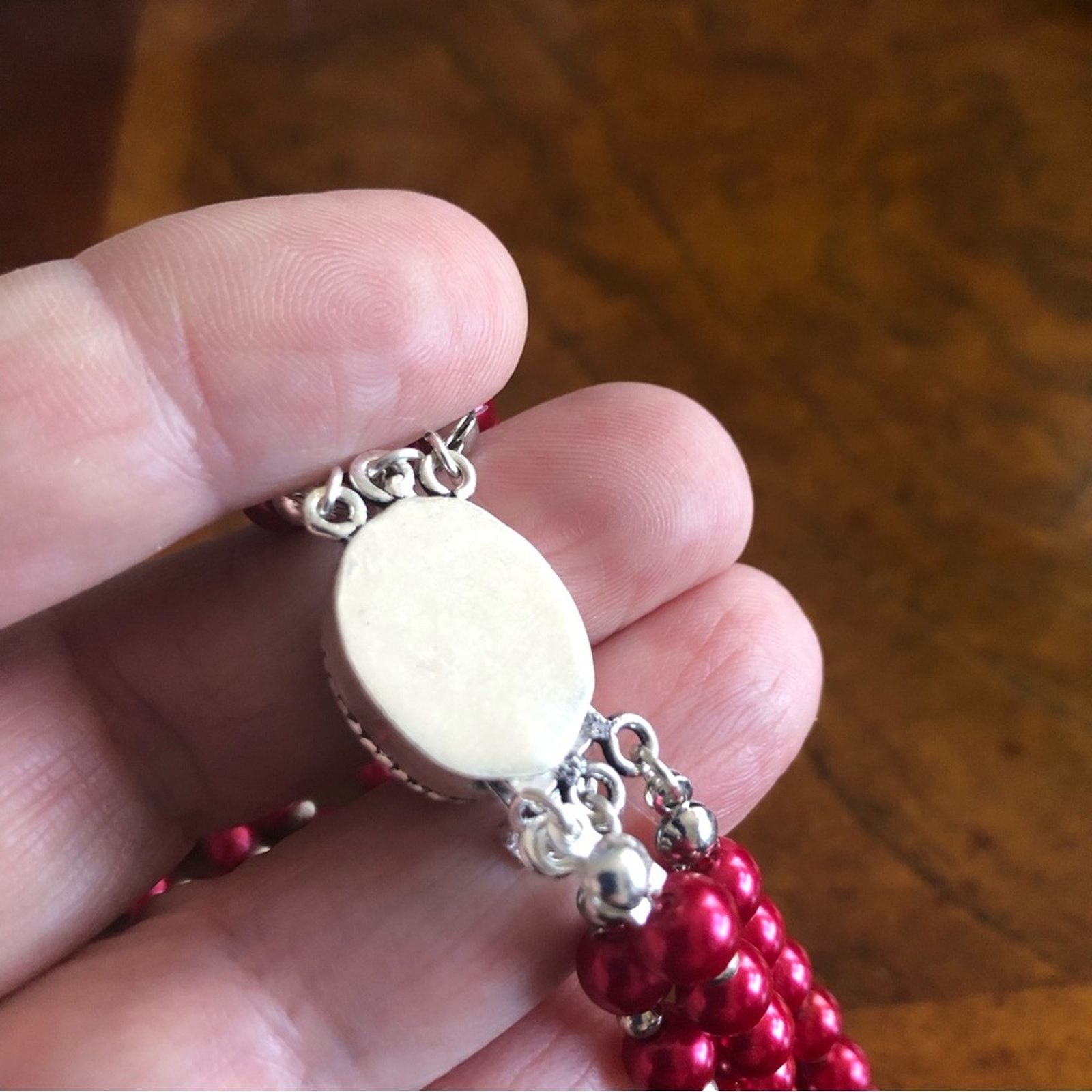 Handmade Handcrafted triple strand red Pearl genuine ruby cneckla Size ONE SIZE - 12 Thumbnail